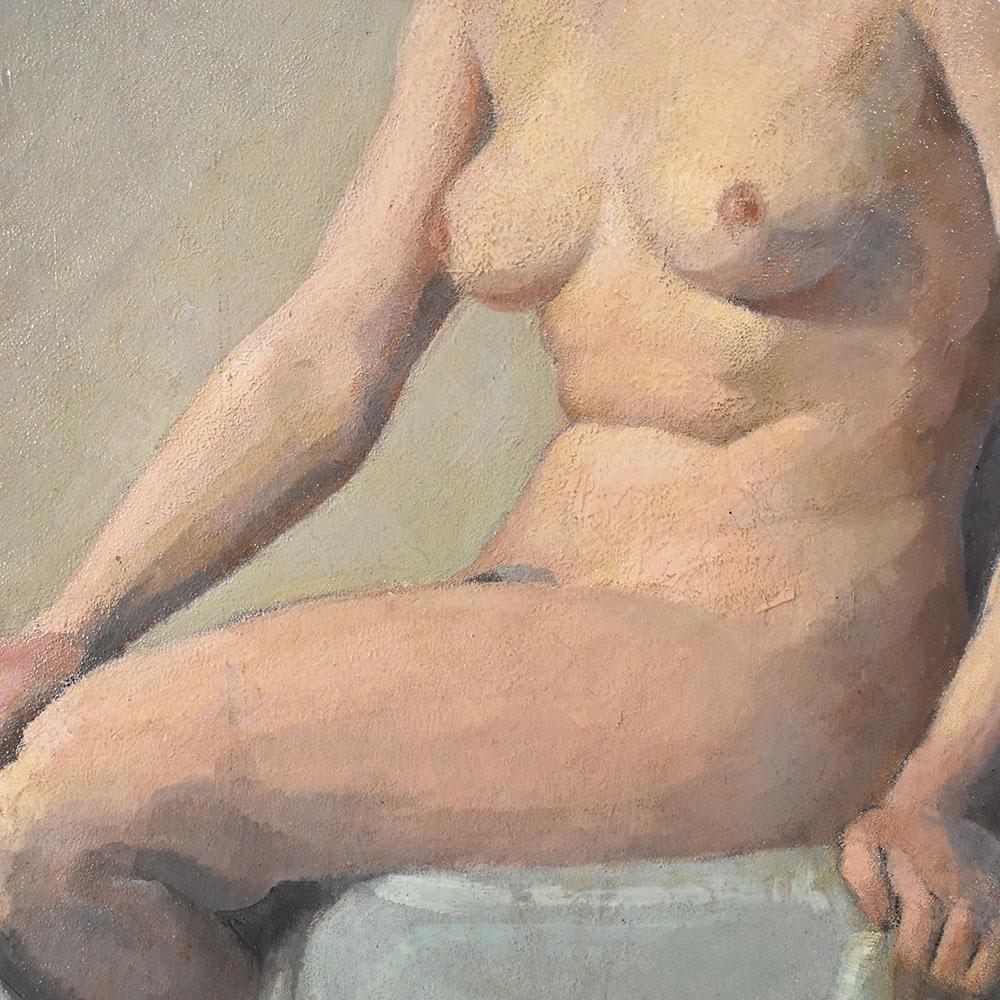 A olio Dipinto Olio Su Tavola, Nudo Di Donna, Nudo Femminile, Art Deco, XX Secolo. in vendita