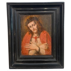 Oil painting on panel depicting Ecce Homo - Italy early 18th century
