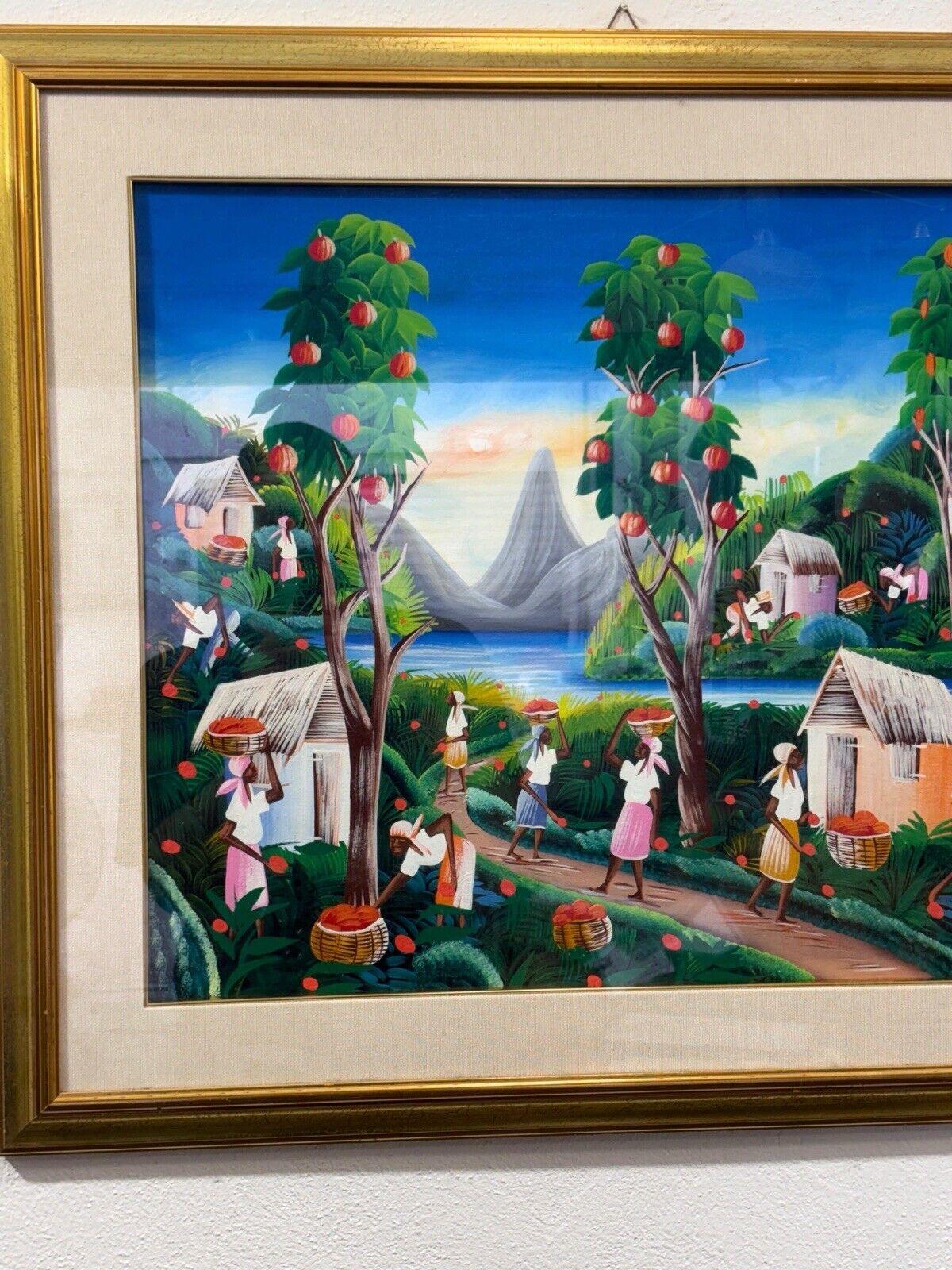 Pintura al óleo sobre lienzo Astrel pueblo africano Italian en venta