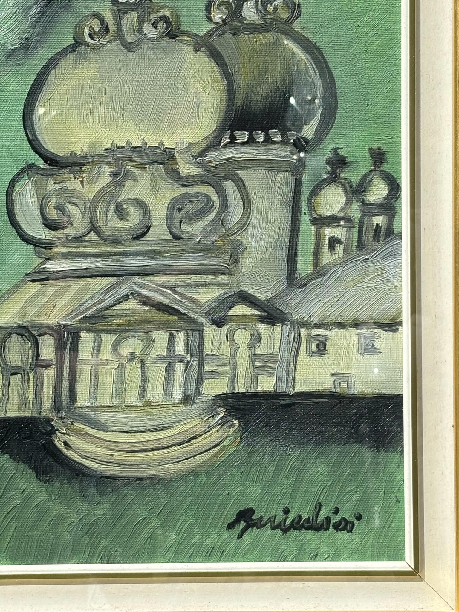 Italian Dipinto Olio su Tela di Venezia di Remo Brindisi Anni 70 in vendita