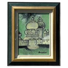Peinture à l'huile sur toile de Venise par Remo Brindisi 1970