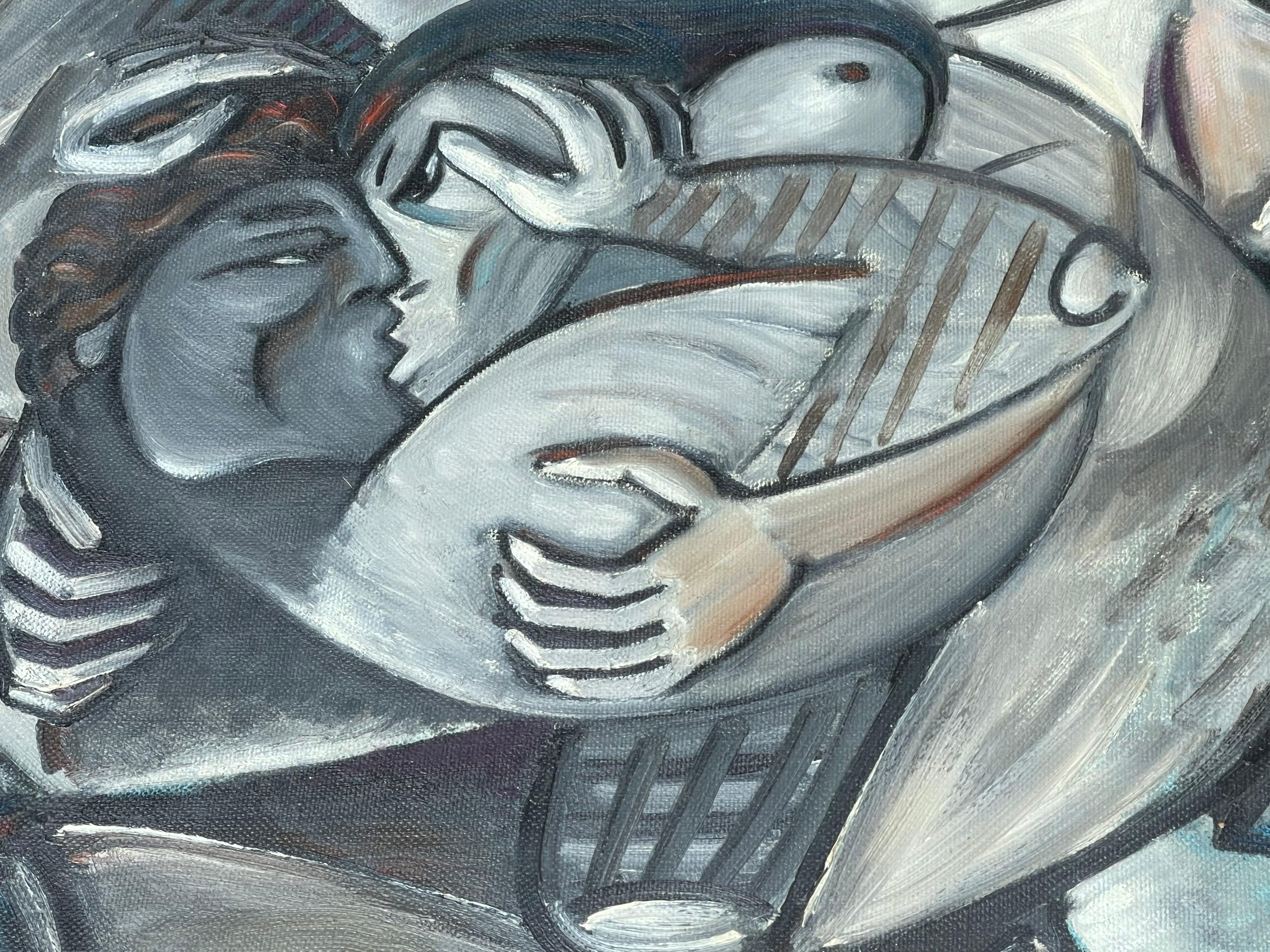 Dipinto Olio su tela - innamorati - xx secolo - pittore anonimo  (Gehstock) im Angebot