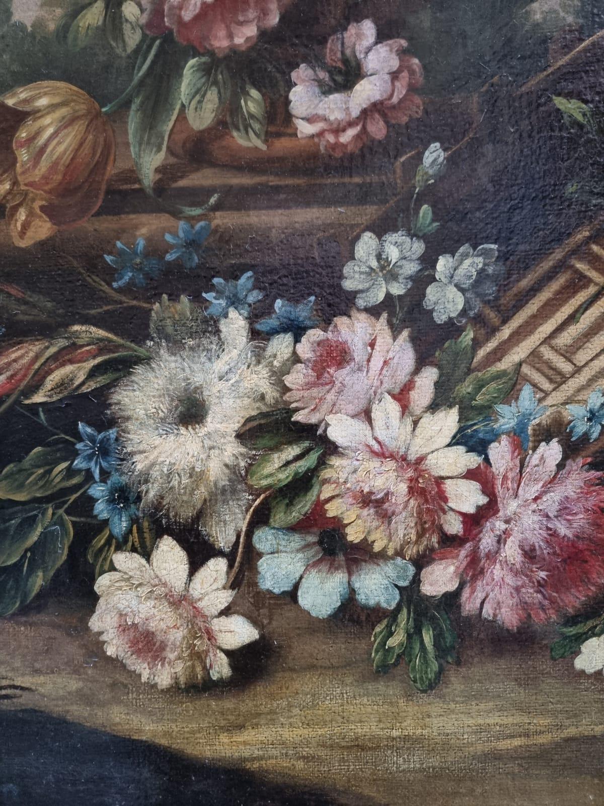 Oiled Dipinto olio su tela raffigurante natura morta XVIII secolo