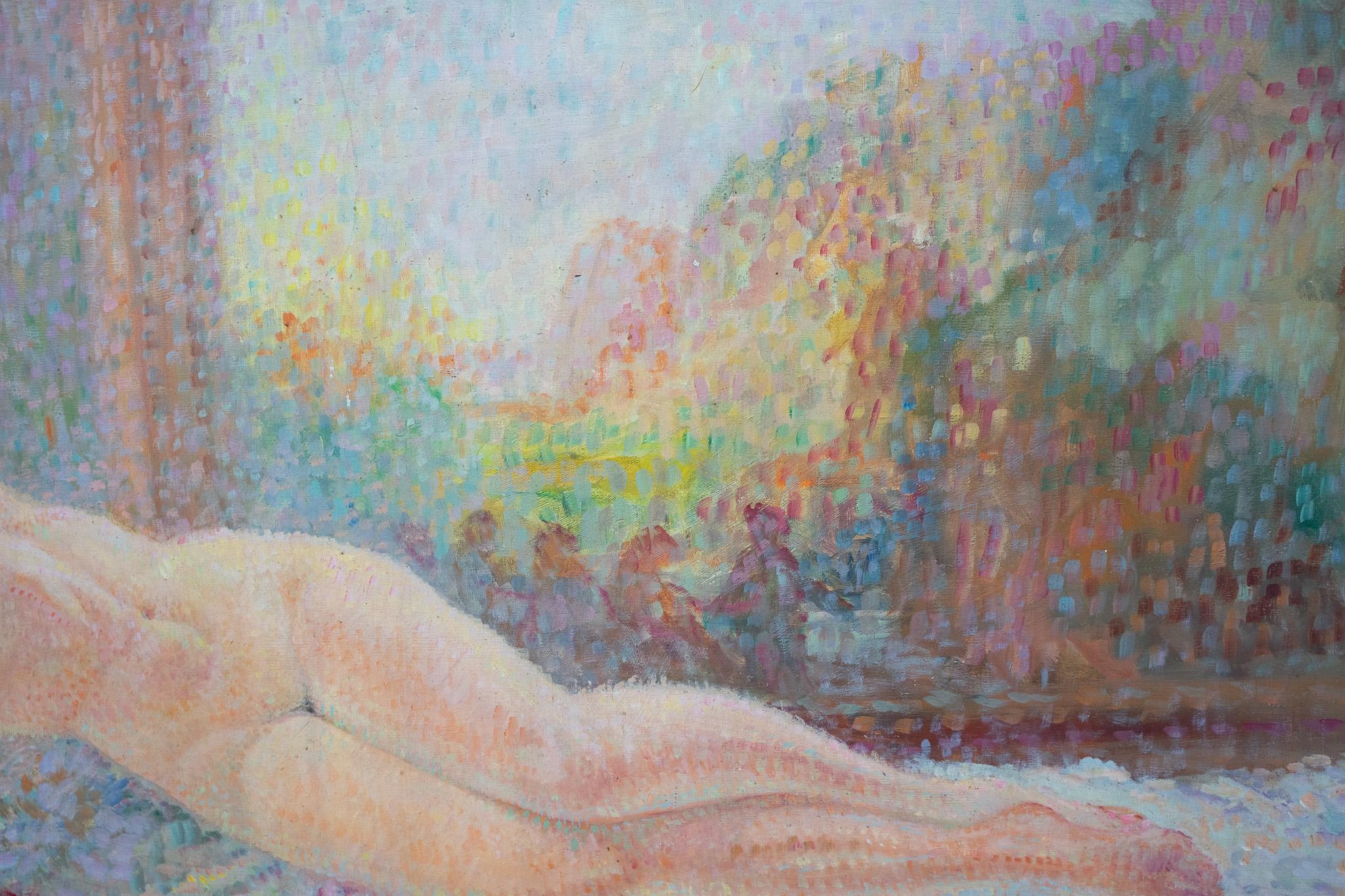 Oiled Dipinto Olio Su Tavola Raffigurante Nudo Di Donna For Sale