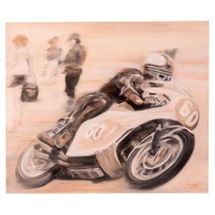 Oil painting on canvas title " Honda 500" motorcycle honda Mike Hailwood year 2019
