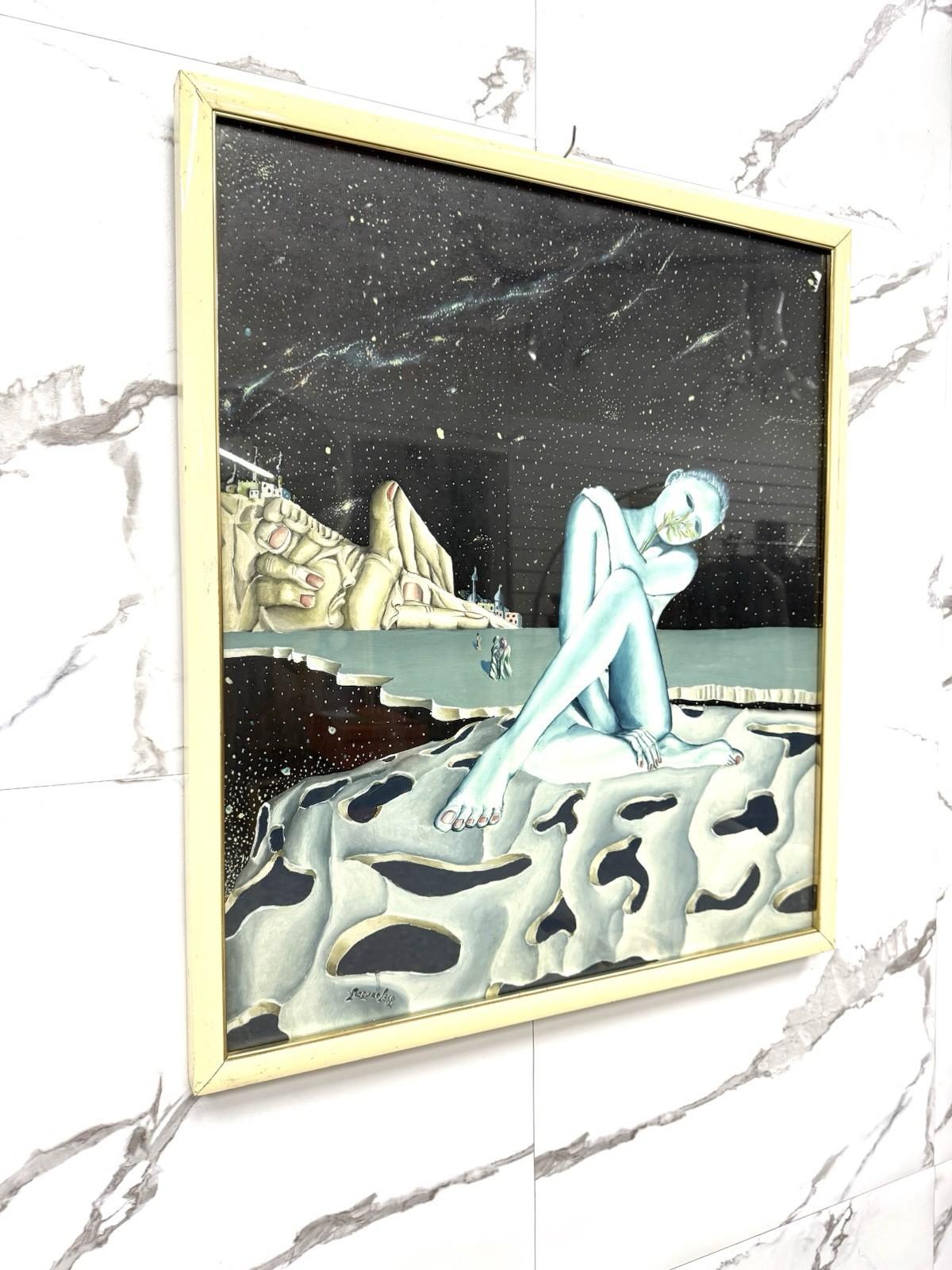 Canvas Dipinto Piero De Pace 1994 Painting Con Firma E Certificato For Sale