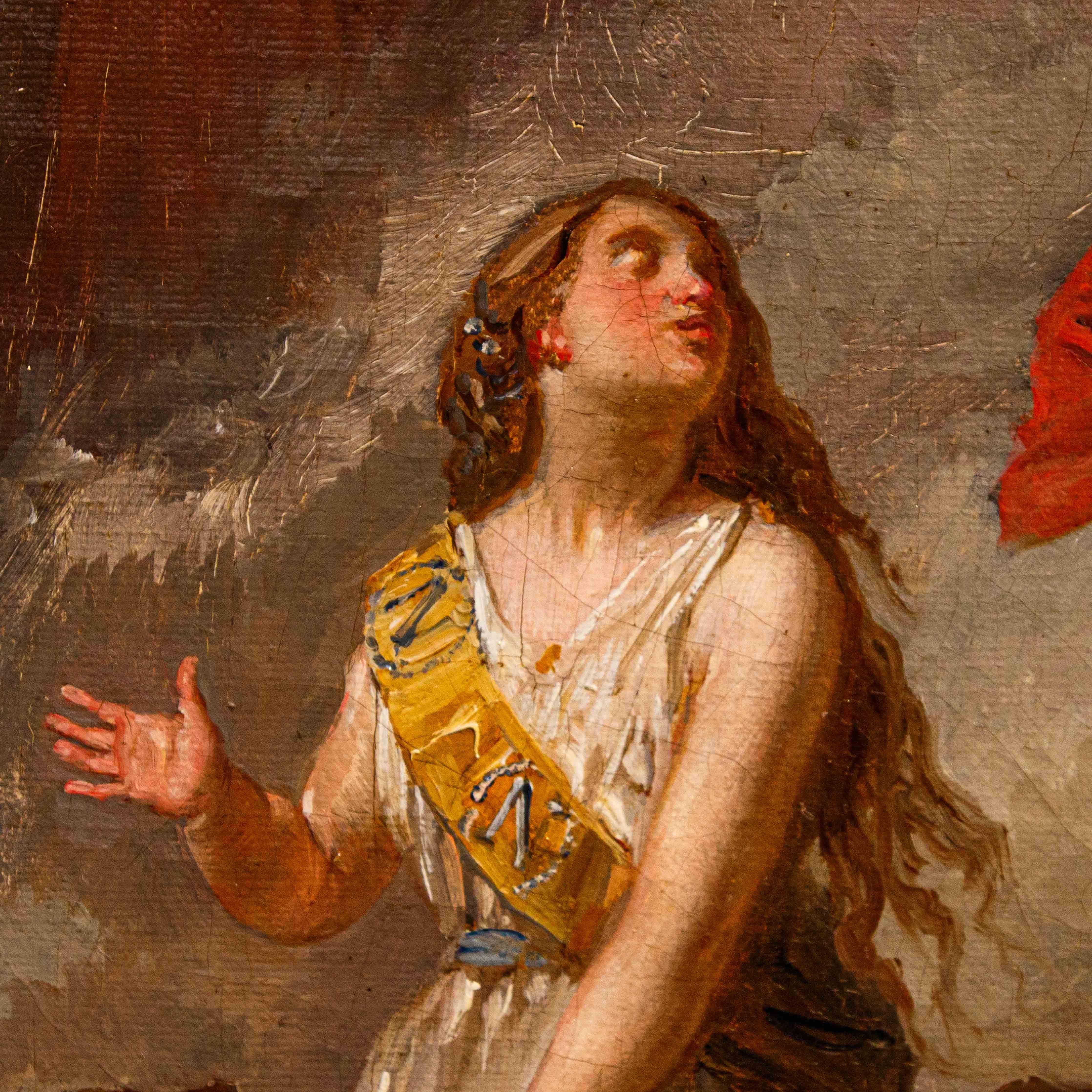 Oiled painting depicting Allegory of Italy, Oil on canvas, 19th century For Sale