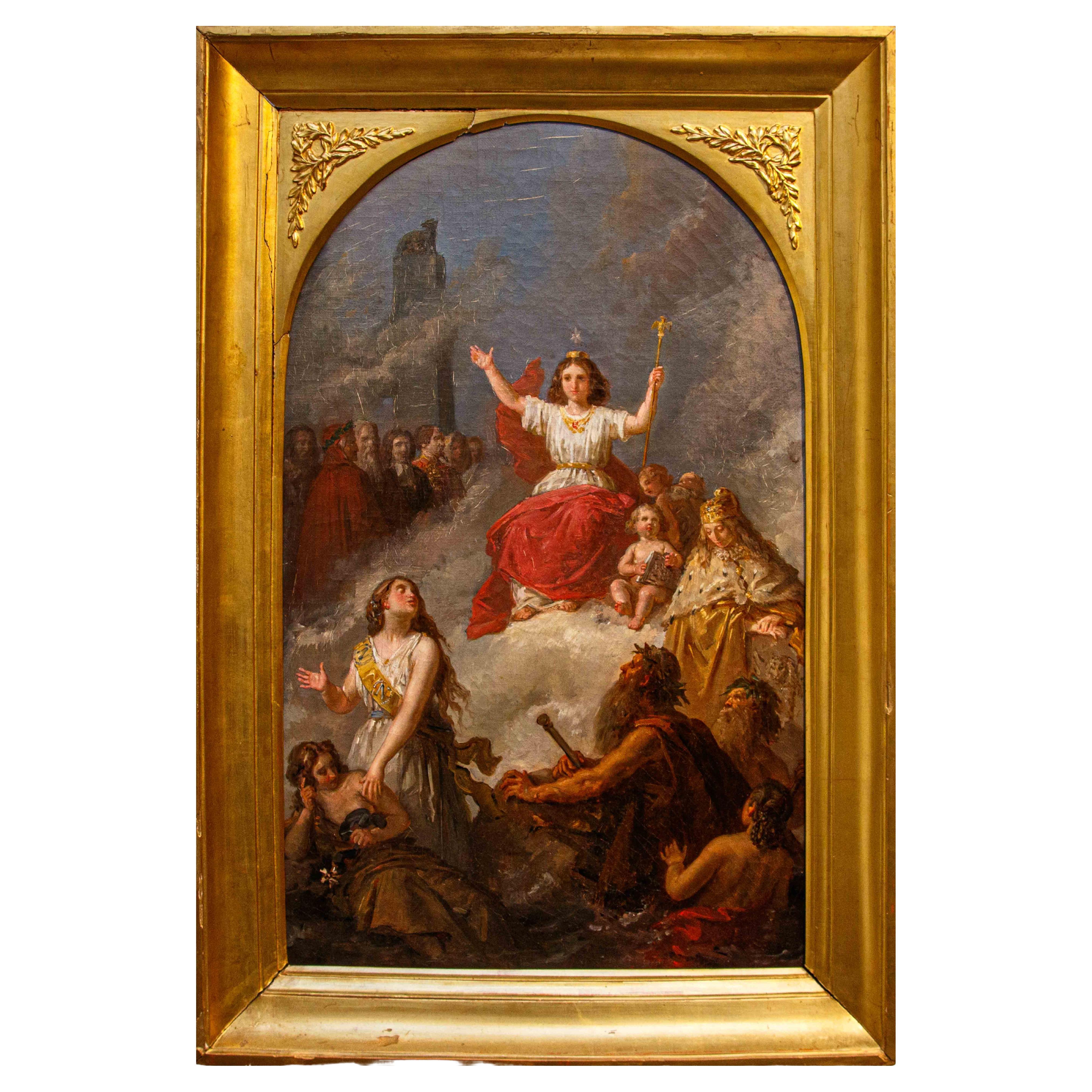 painting depicting Allegory of Italy, Oil on canvas, 19th century For Sale