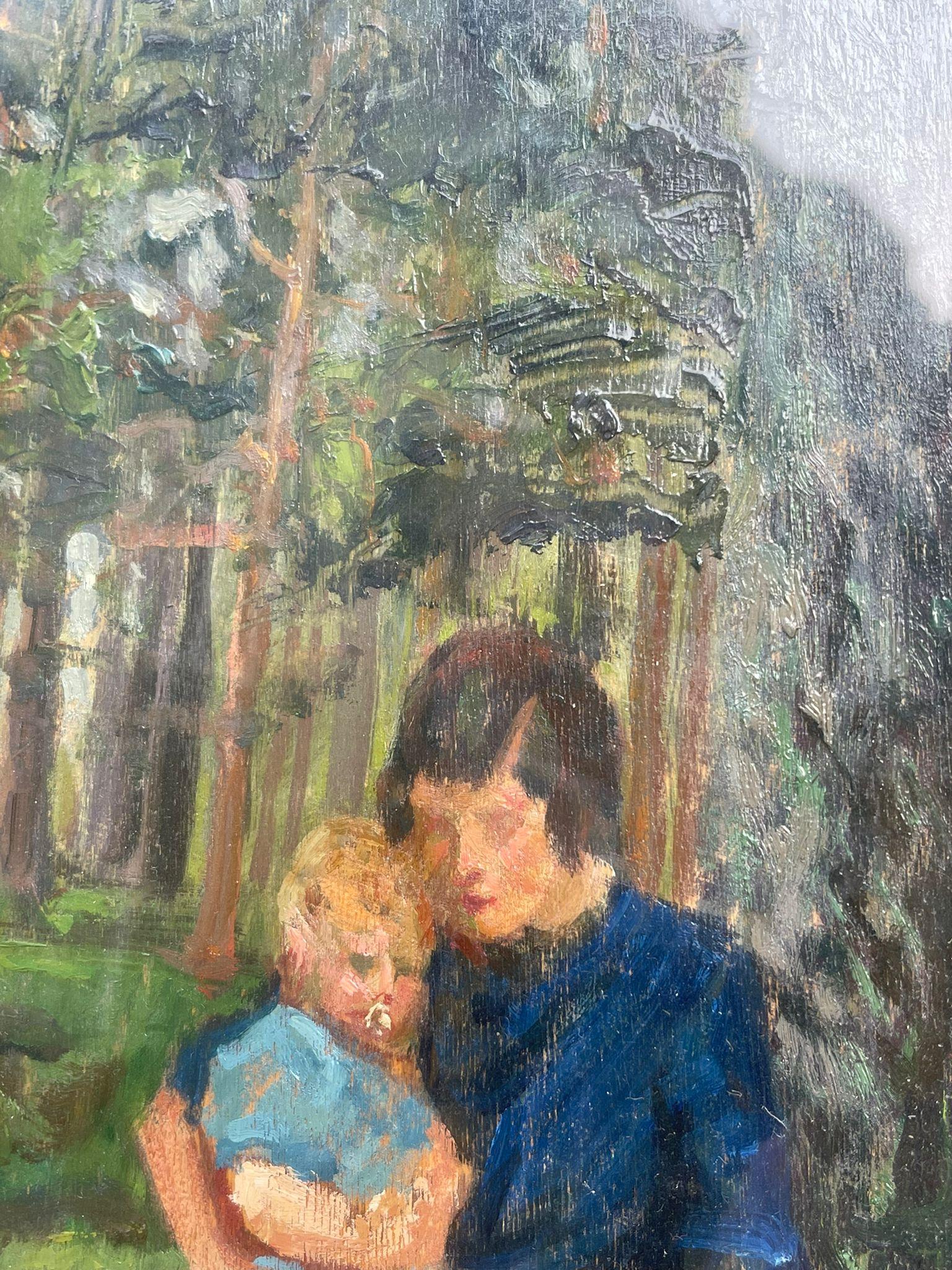 Dipinto Raffigurazione Mamma Con Bambino Olio Su Tavola L.Bencini In Good Condition For Sale In Milano, MI