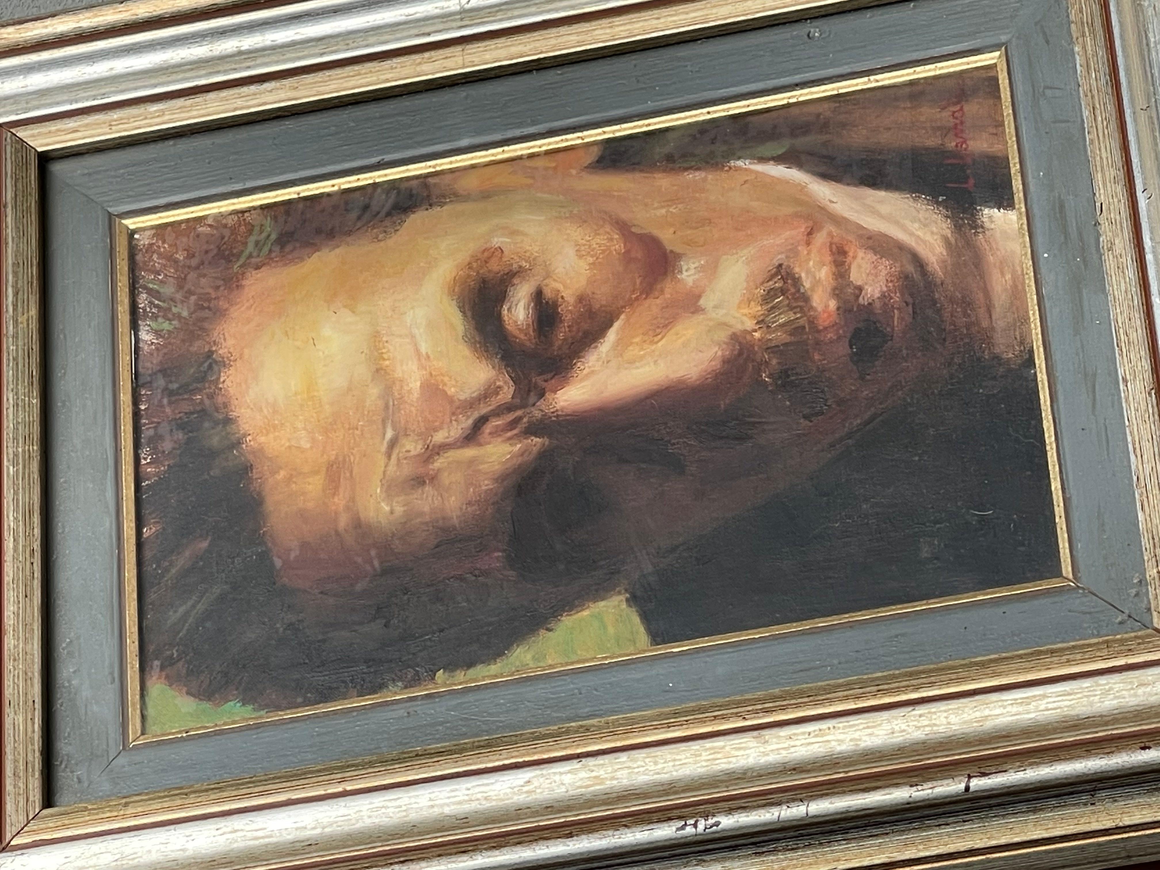 20ième siècle  dipinto raffigurazione volto maschile - uomo con baffi - L. Lanati - XX siècle en vente