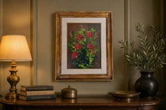 Painting "Red Roses" - Signed WALTER - Elegant Gilded Frame