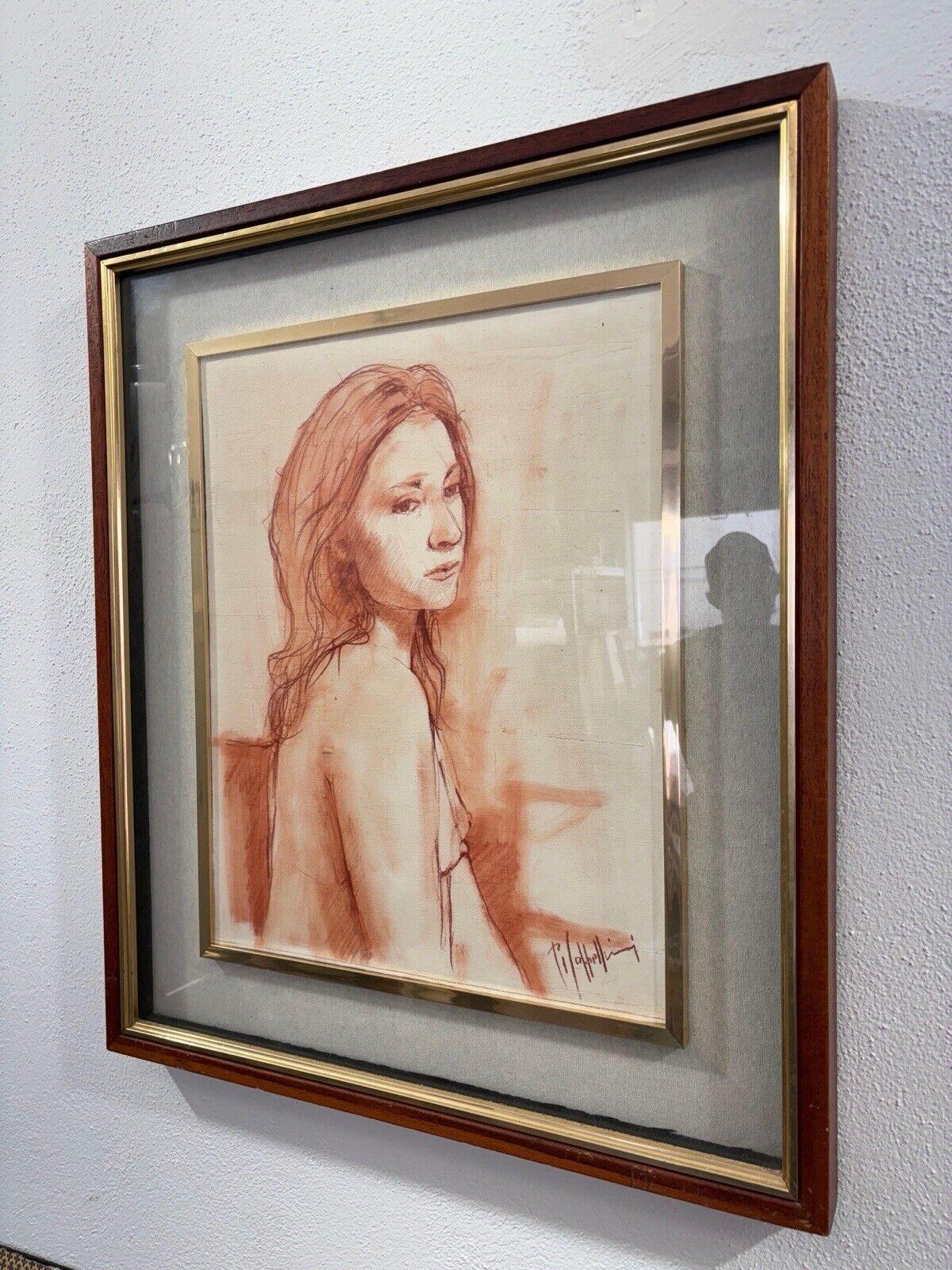 Italian Painting Face of young woman Cappellini For Sale