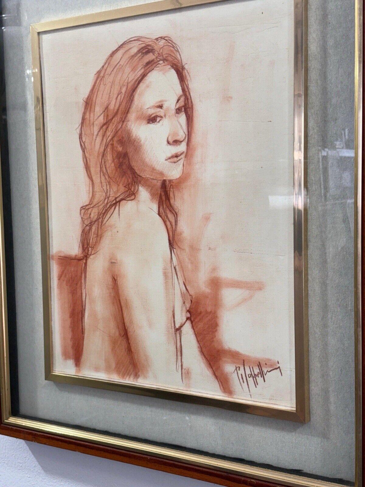 Late 20th Century Painting Face of young woman Cappellini For Sale