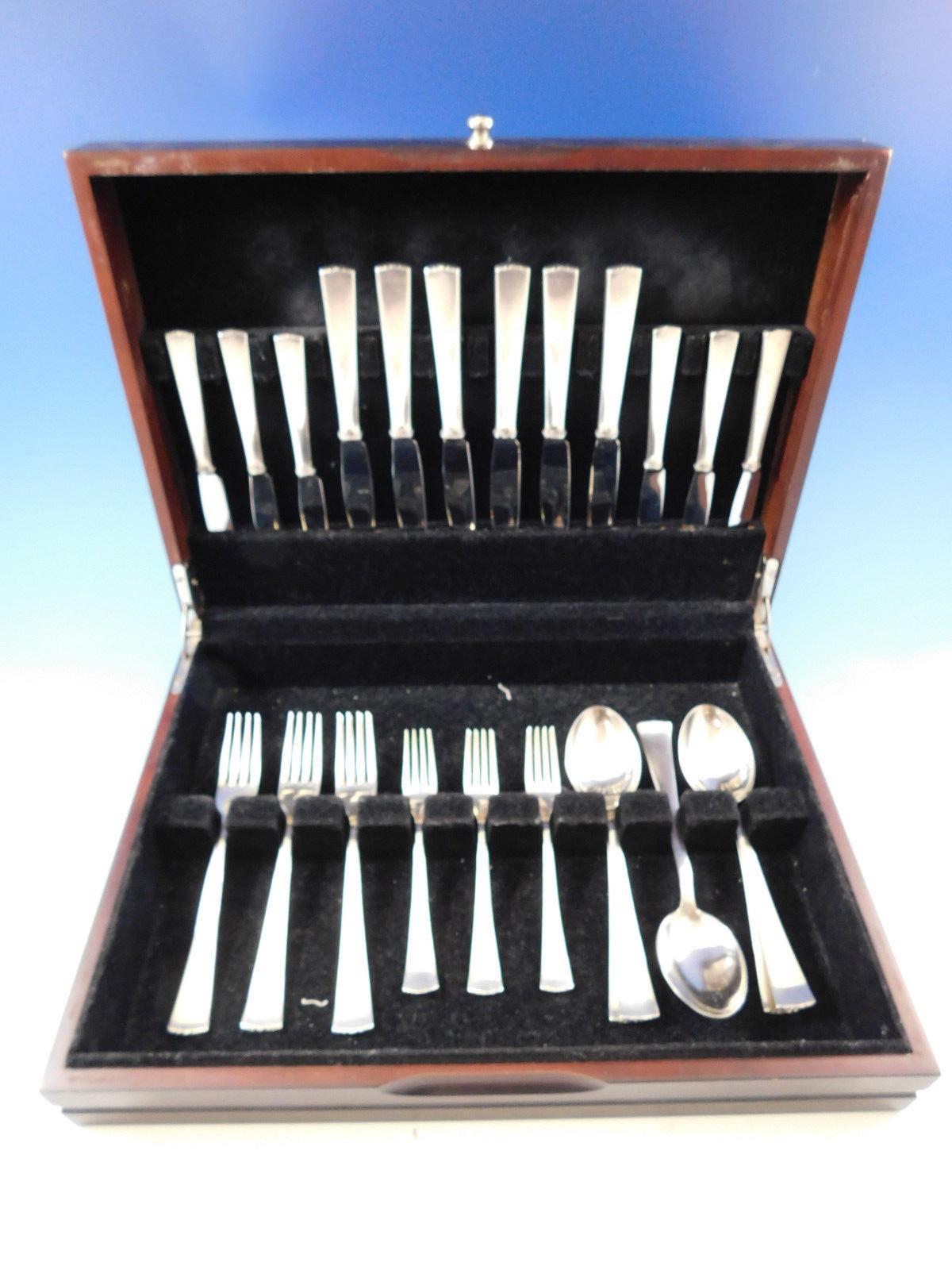 Exquisite Diplomat by C.G Hallberg (Swedish-Stockholm) Mid-Century Modern, circa 1956, 830 Silver Flatware set - 30 pieces. This set includes:

6 Knives, 8 1/2