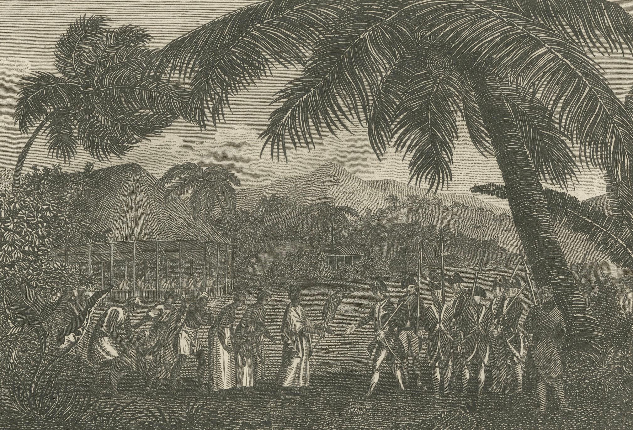 Carta L'alba diplomatica: il primo incontro tra Wallis e la regina Oberea di Tahiti, 1801 in vendita