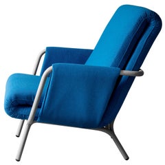 Diplopia Armchair in Blue Fabric with Lacquered Canapa Legs by Skrivo