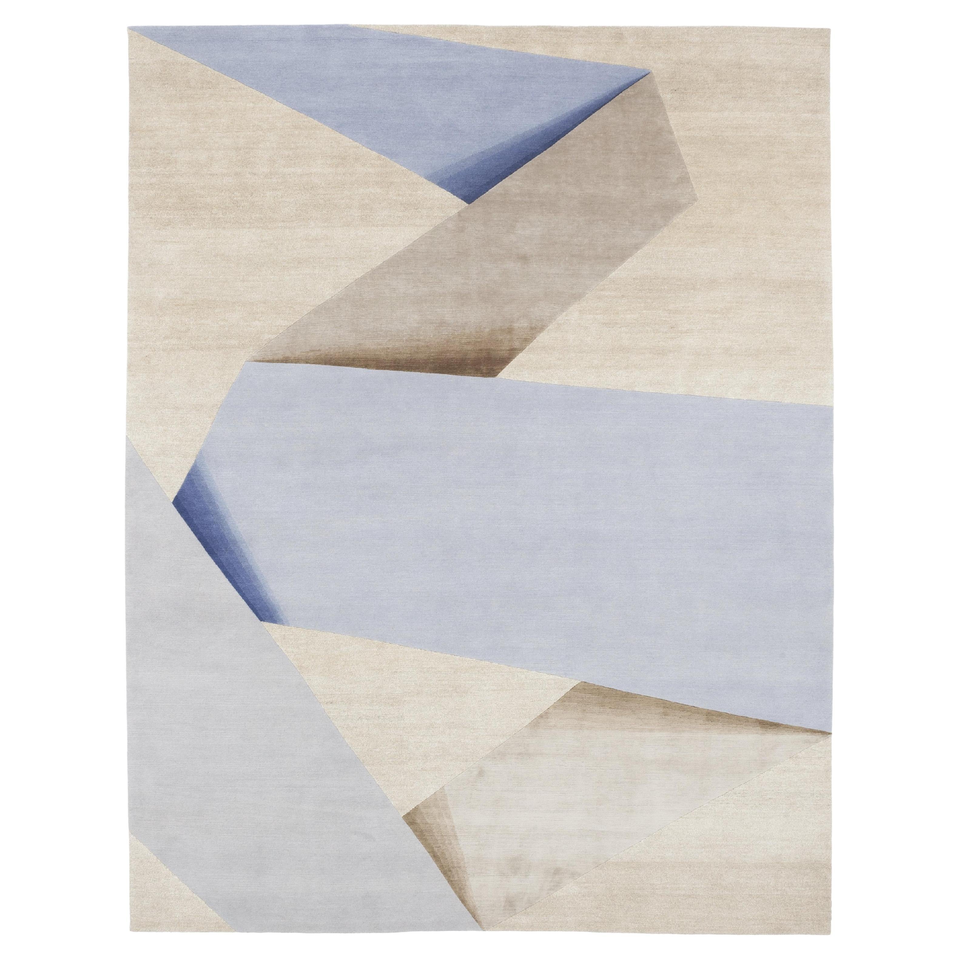 Dipped Ribbon Rug by cc-tapis in Blue For Sale at 1stDibs