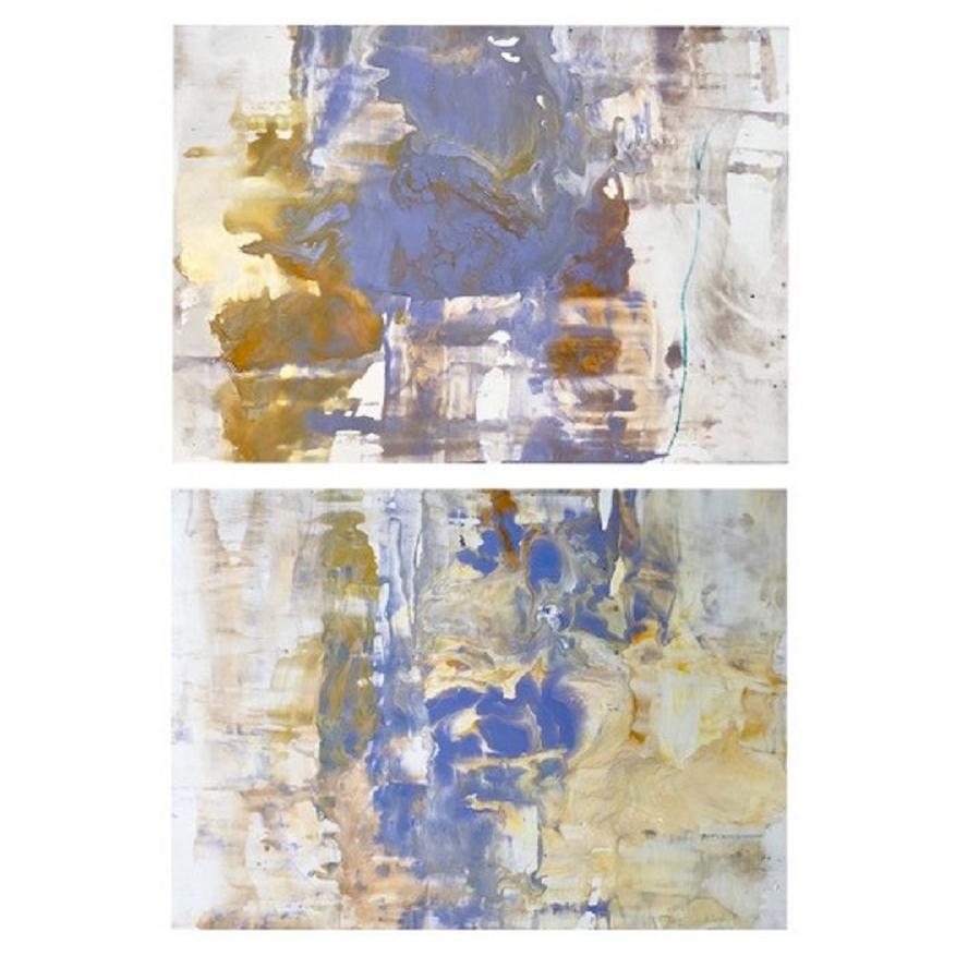 Diptych by Artist Ryan Fugate Abstract Polymer on Panel, 2018 For Sale