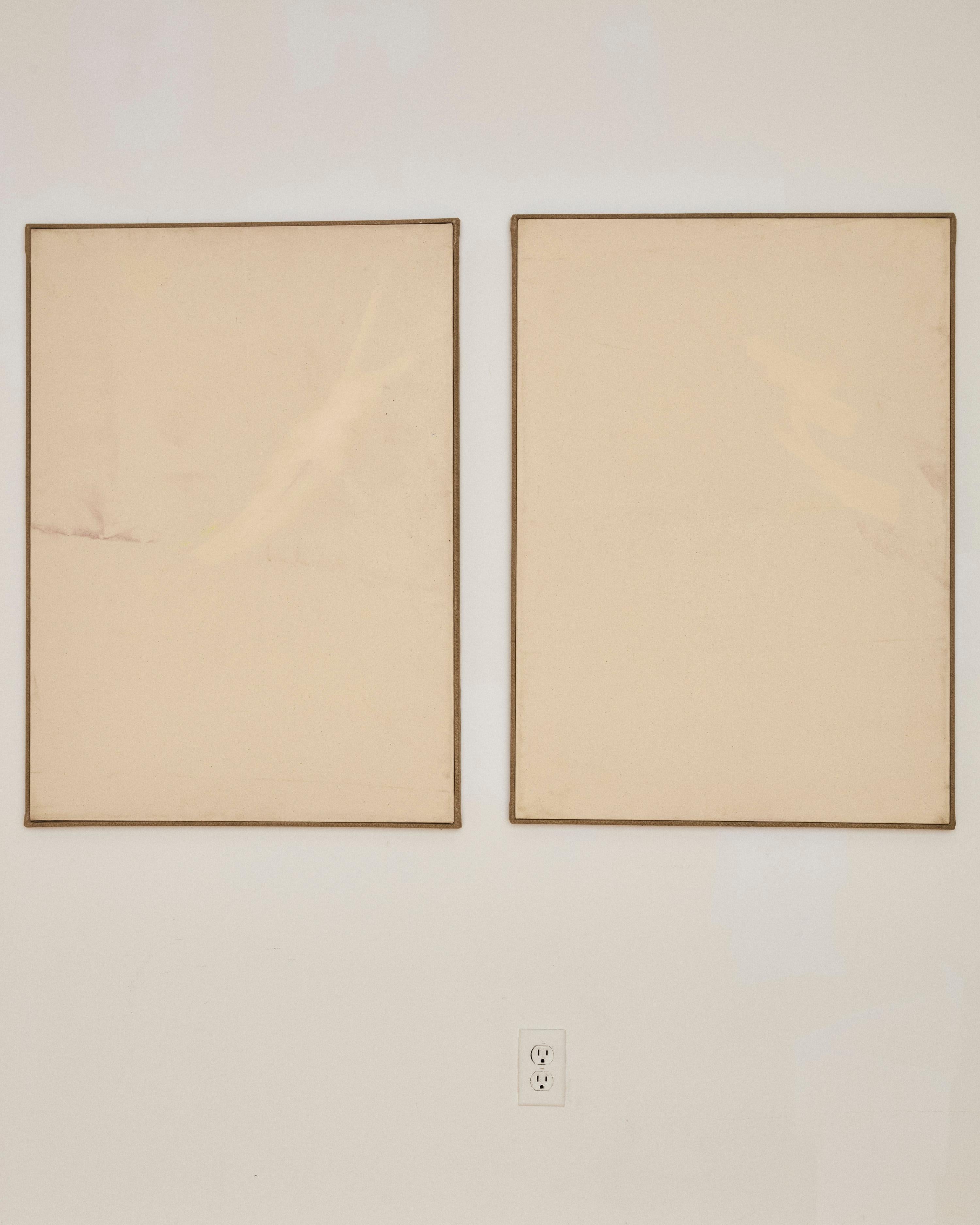 Diptych by Luke Diiorio, Untitled LD #11 in a canvas wooden frame. The width dimensions represent the two paintings together. Each painting is 25.75