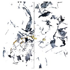 Diptych," Large Gray, White and Black Abstract Painting By Kathi Robinson Frank
