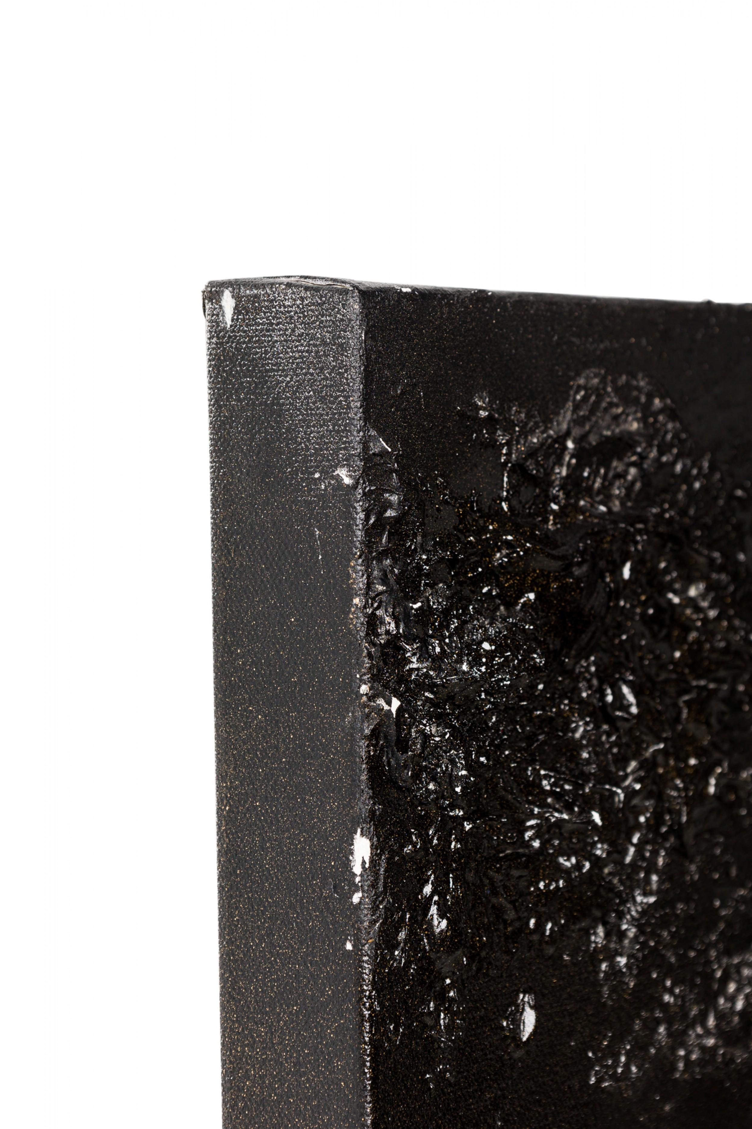 Legno Dittico di dipinti astratti americani a tecnica mista su tela nera in vendita