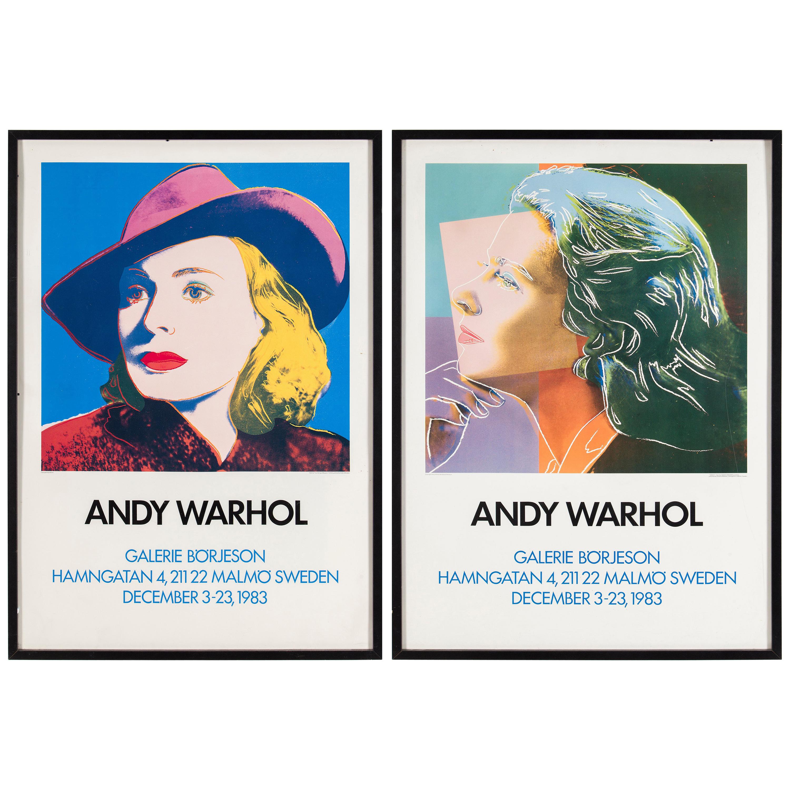 Diptych Portrait of Ingrid Bergman, Original Posters of Andy Warhol Exhibition