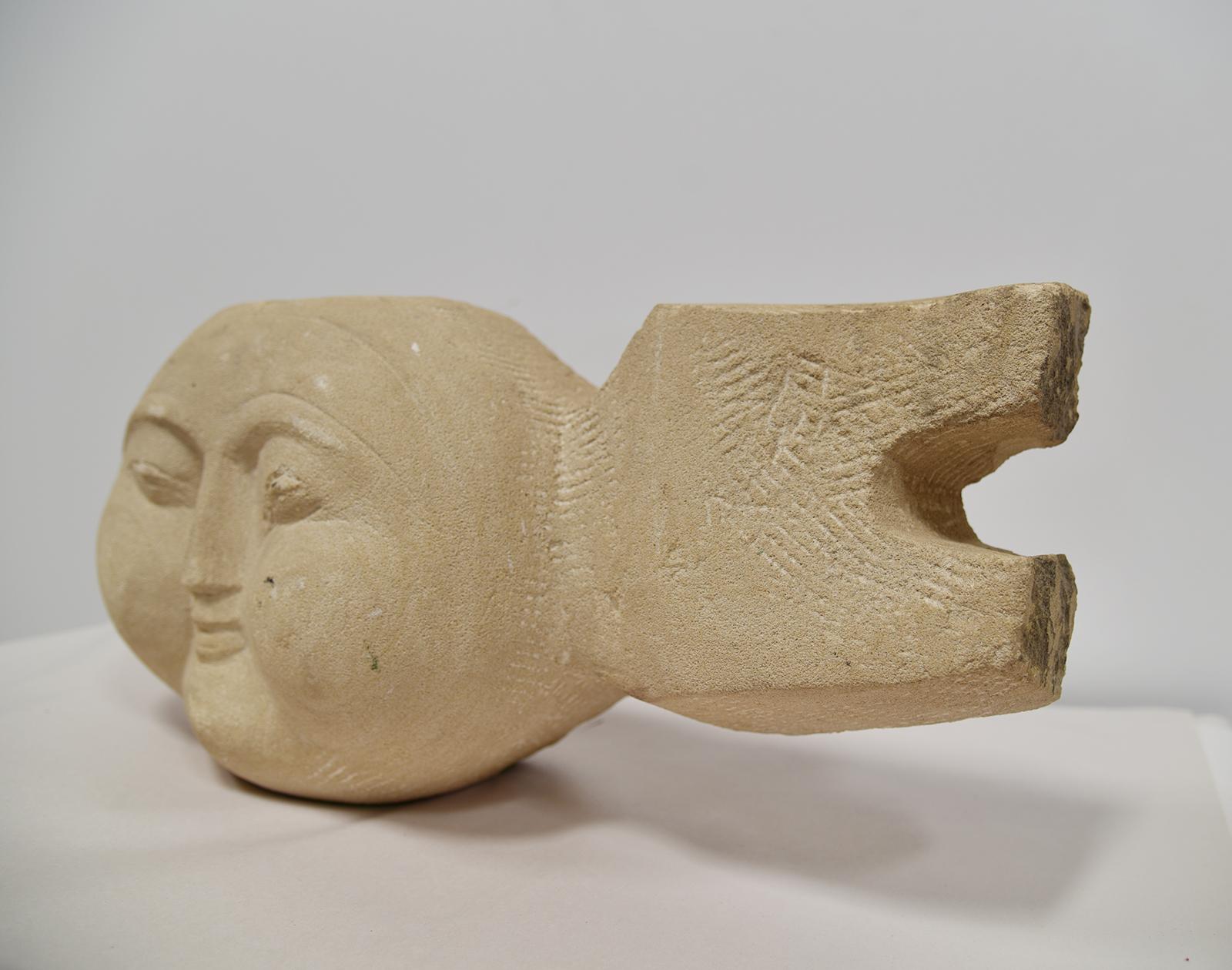 Folk Art DIRACCA SCULPTURE - Hand-Carved Stone Head [SPAIN]