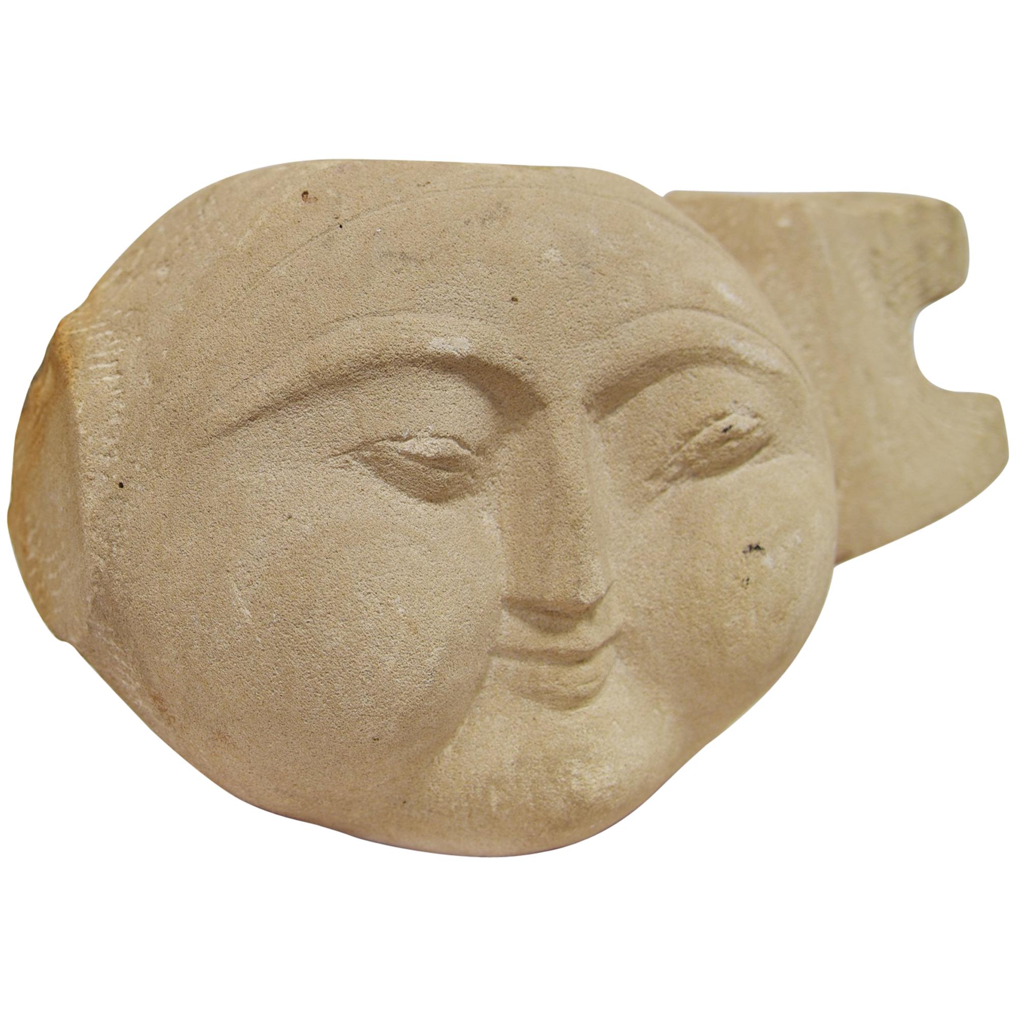 DIRACCA SCULPTURE - Hand-Carved Stone Head [SPAIN] For Sale