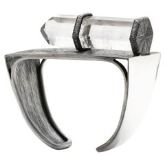 Direction Bracelet, Etched Sterling Silver & Rock Crystal