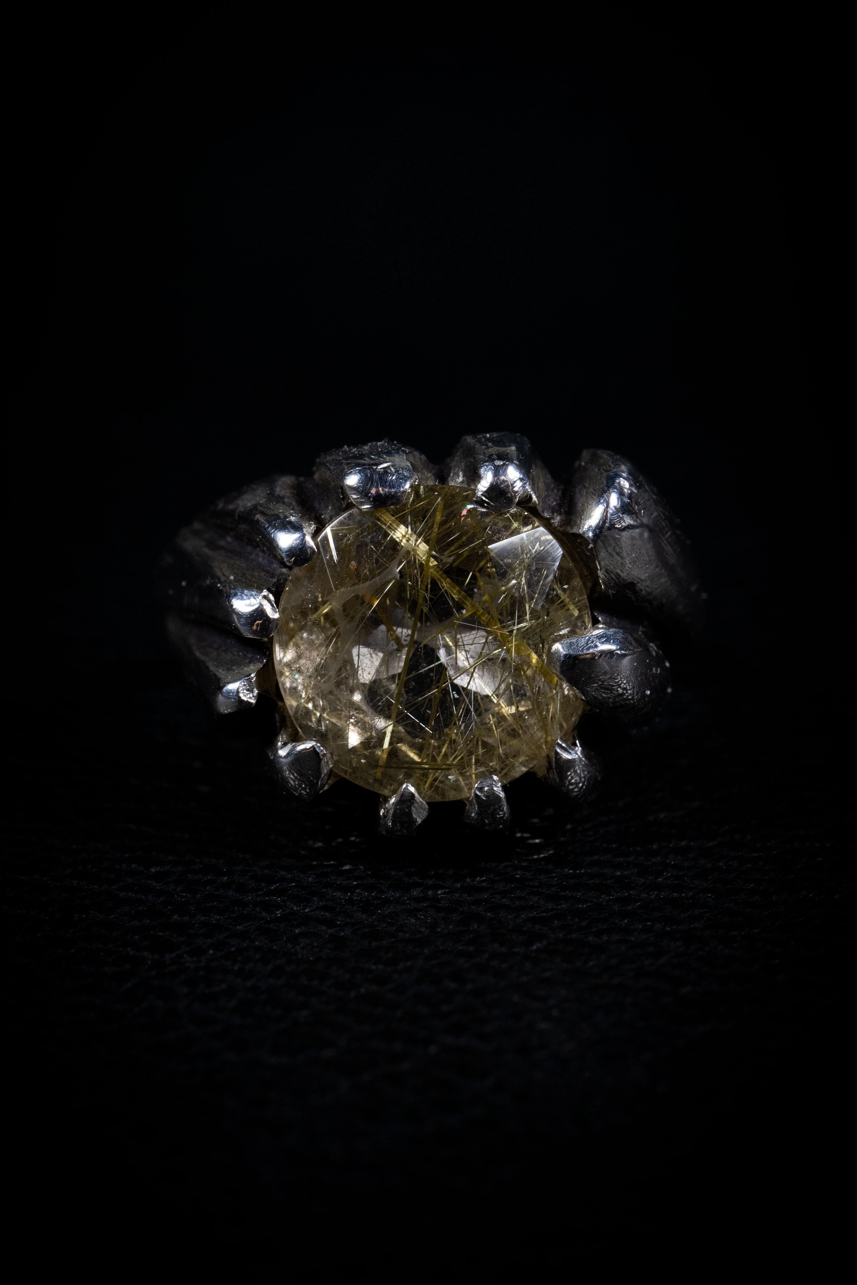 Contemporary Direction (Rutilated Quartz, Sterling Silver Ring) by Ken Fury