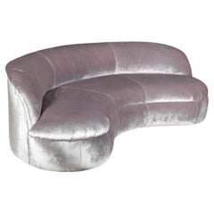 Directional Biomorphic Curved Velvet Sofa
