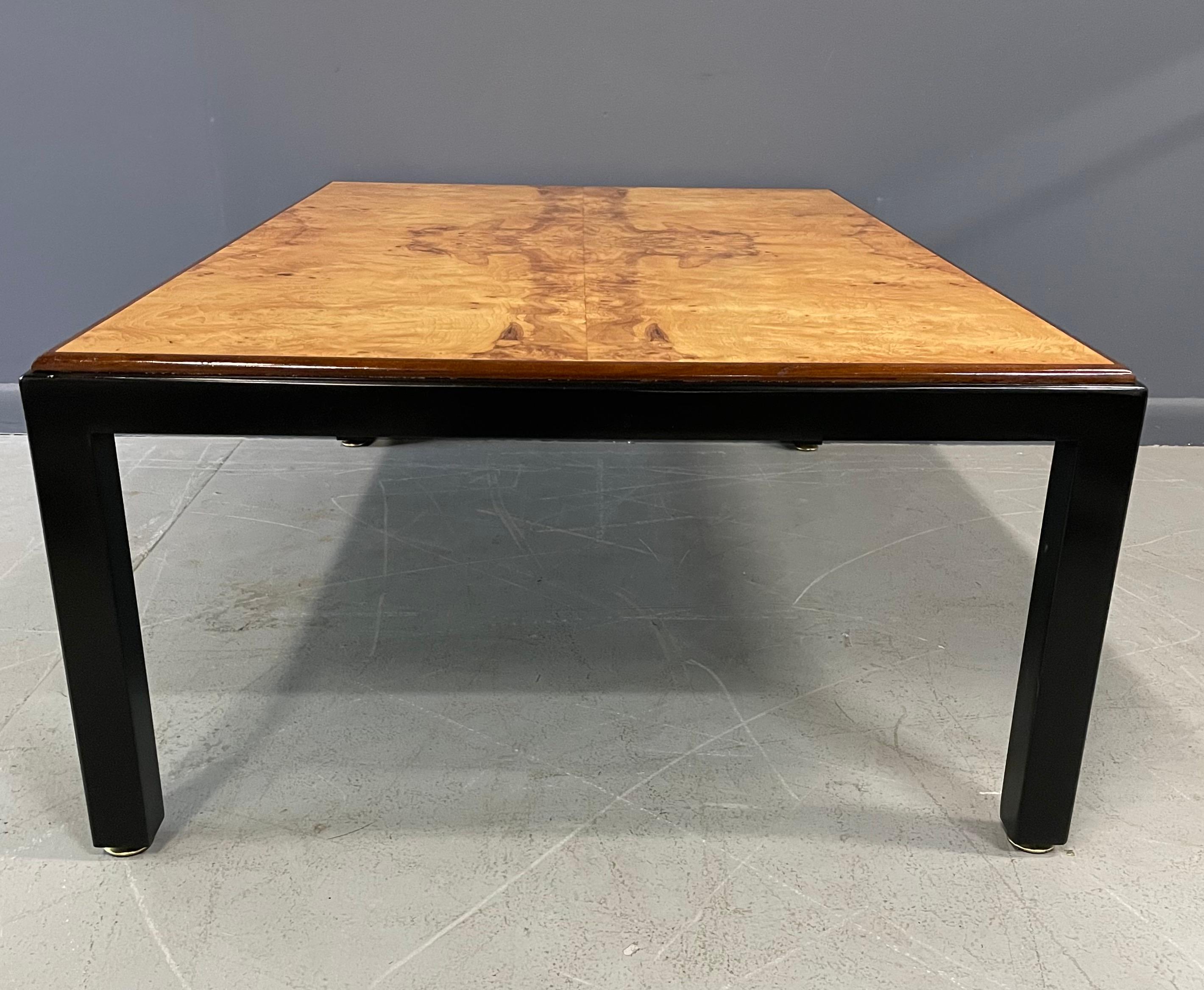 Directional Burl & Black Rectangular Coffee Table in the Style of Milo Baughman  In Good Condition In Philadelphia, PA