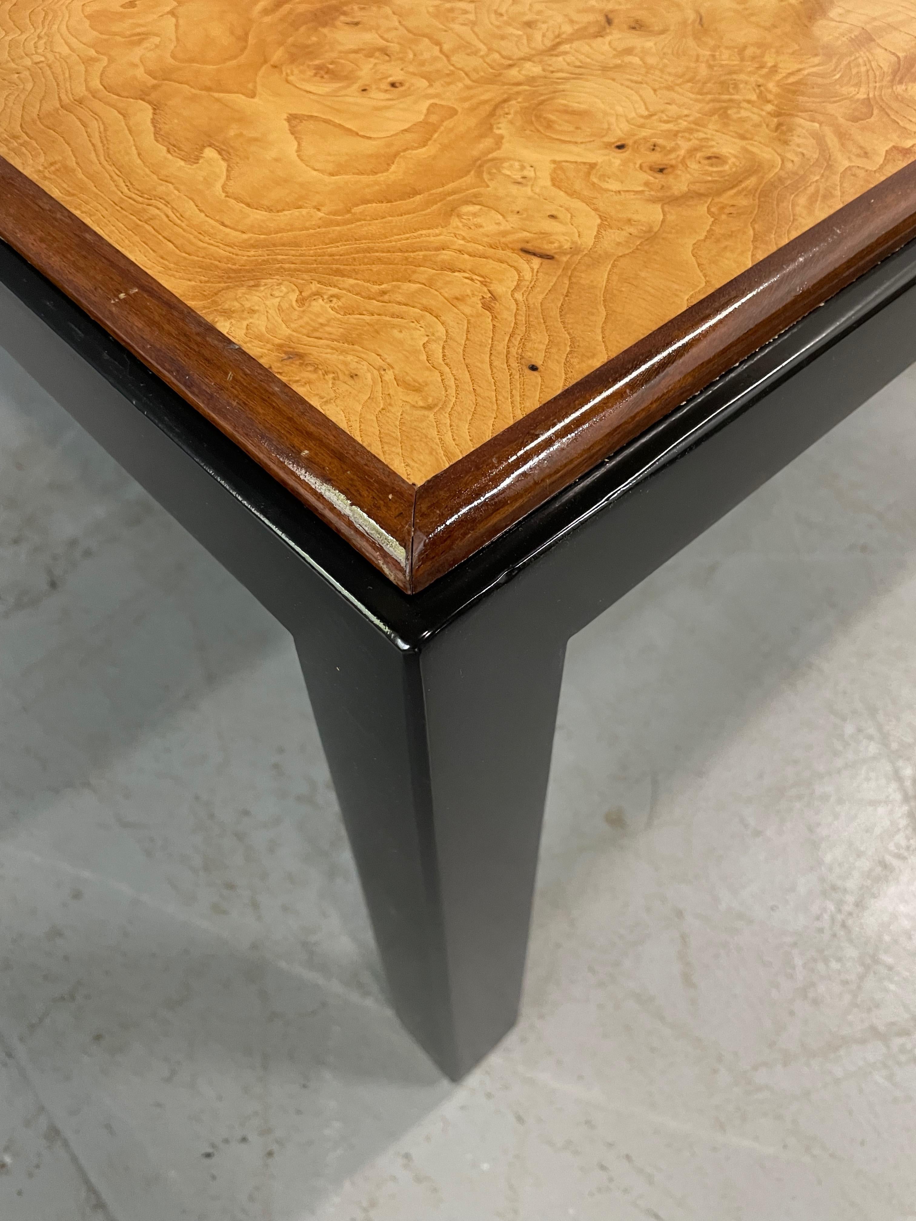 Directional Burl & Black Rectangular Coffee Table in the Style of Milo Baughman  2