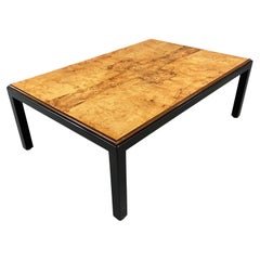 Directional Burl & Black Rectangular Coffee Table in the Style of Milo Baughman 