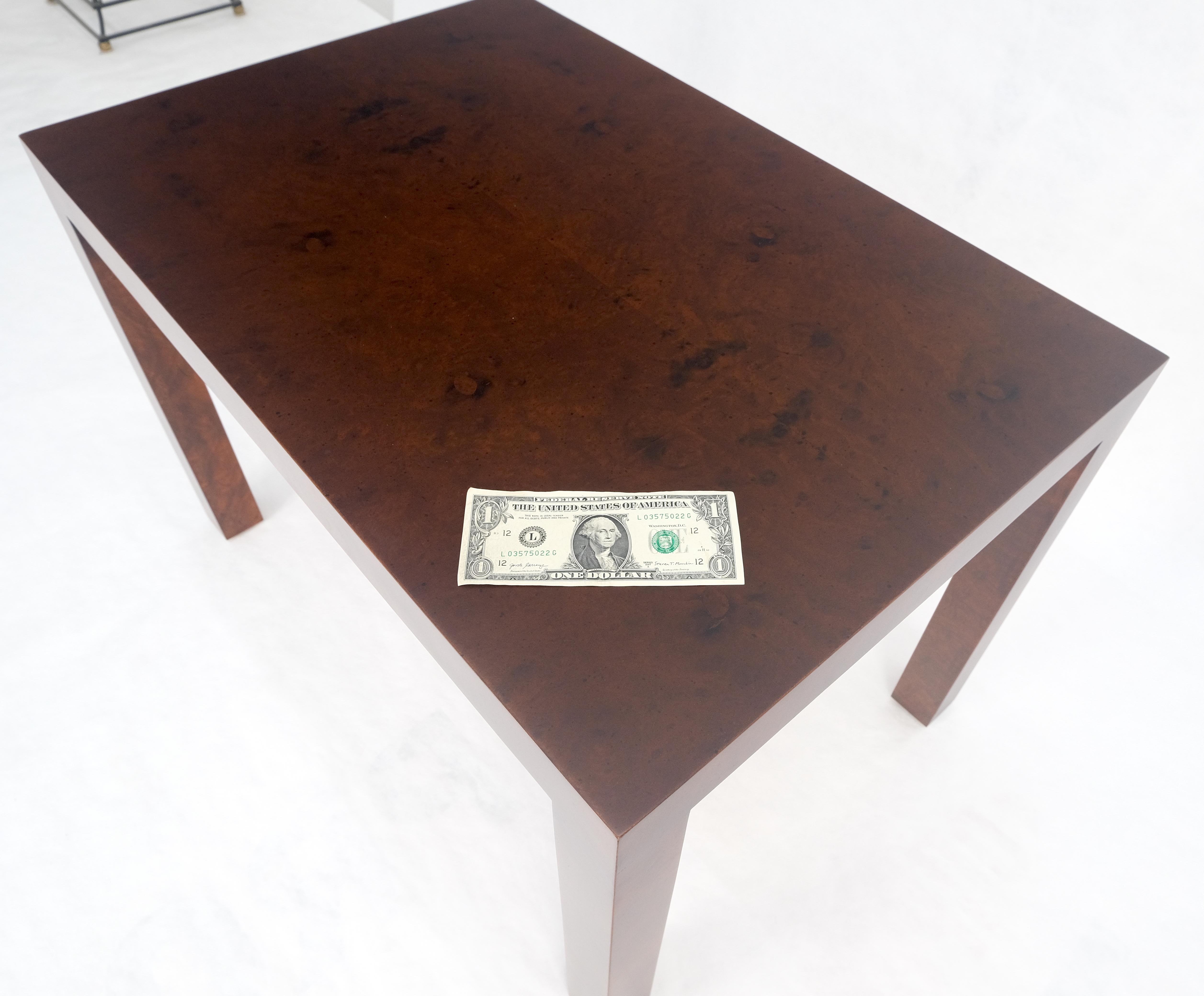 Directional c1970s Mid Century Modern Side End 20x30 Rectangle Burl End Table For Sale 1