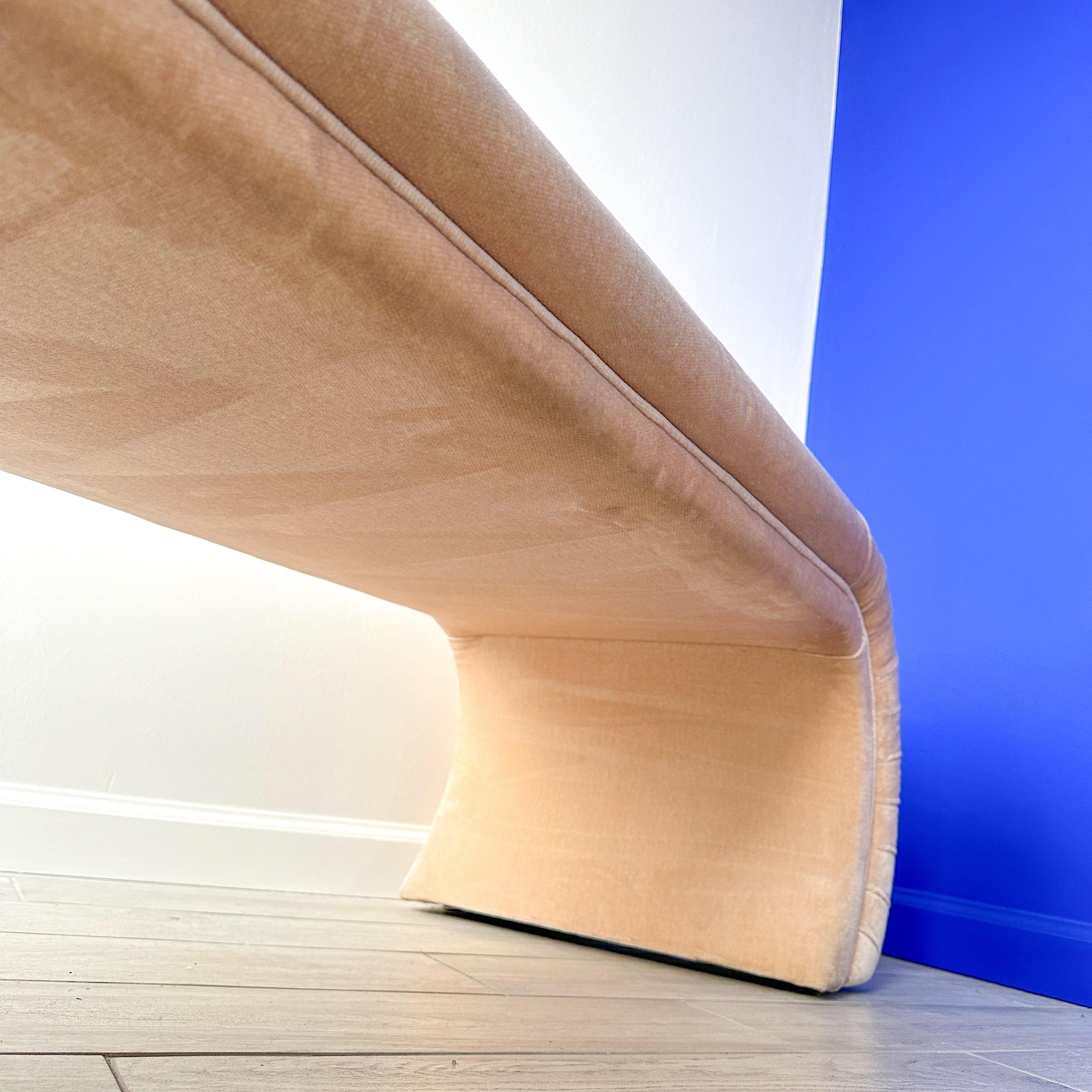 Post-Modern Directional Chenille Curved Waterfall Bench For Sale