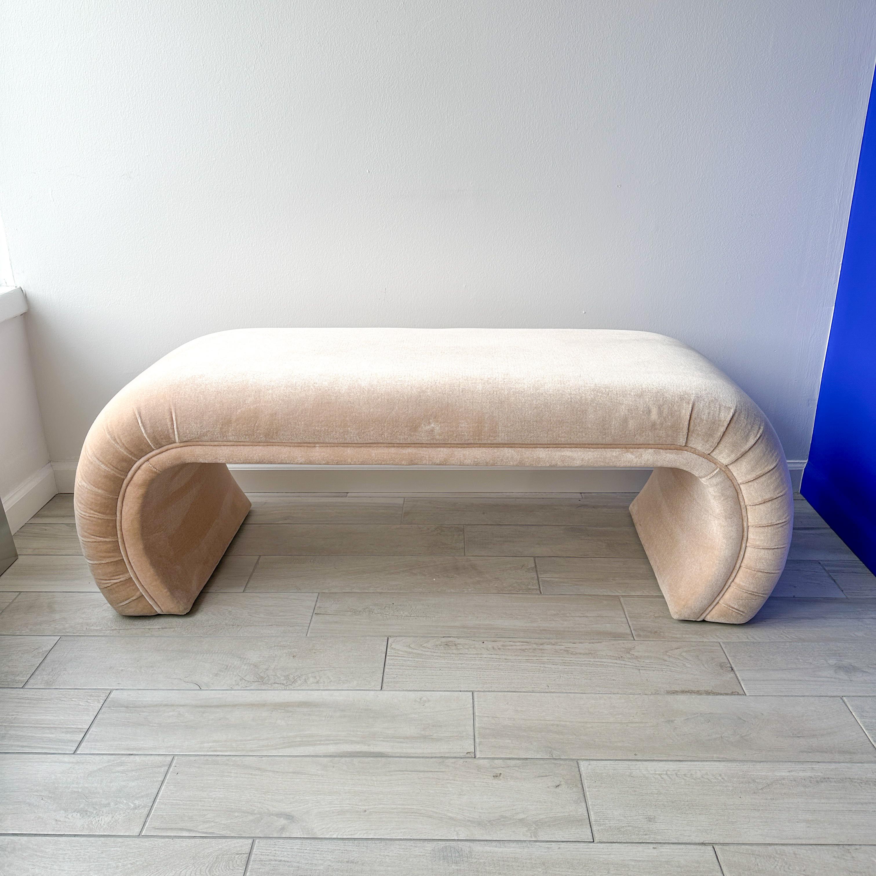 American Directional Chenille Curved Waterfall Bench For Sale
