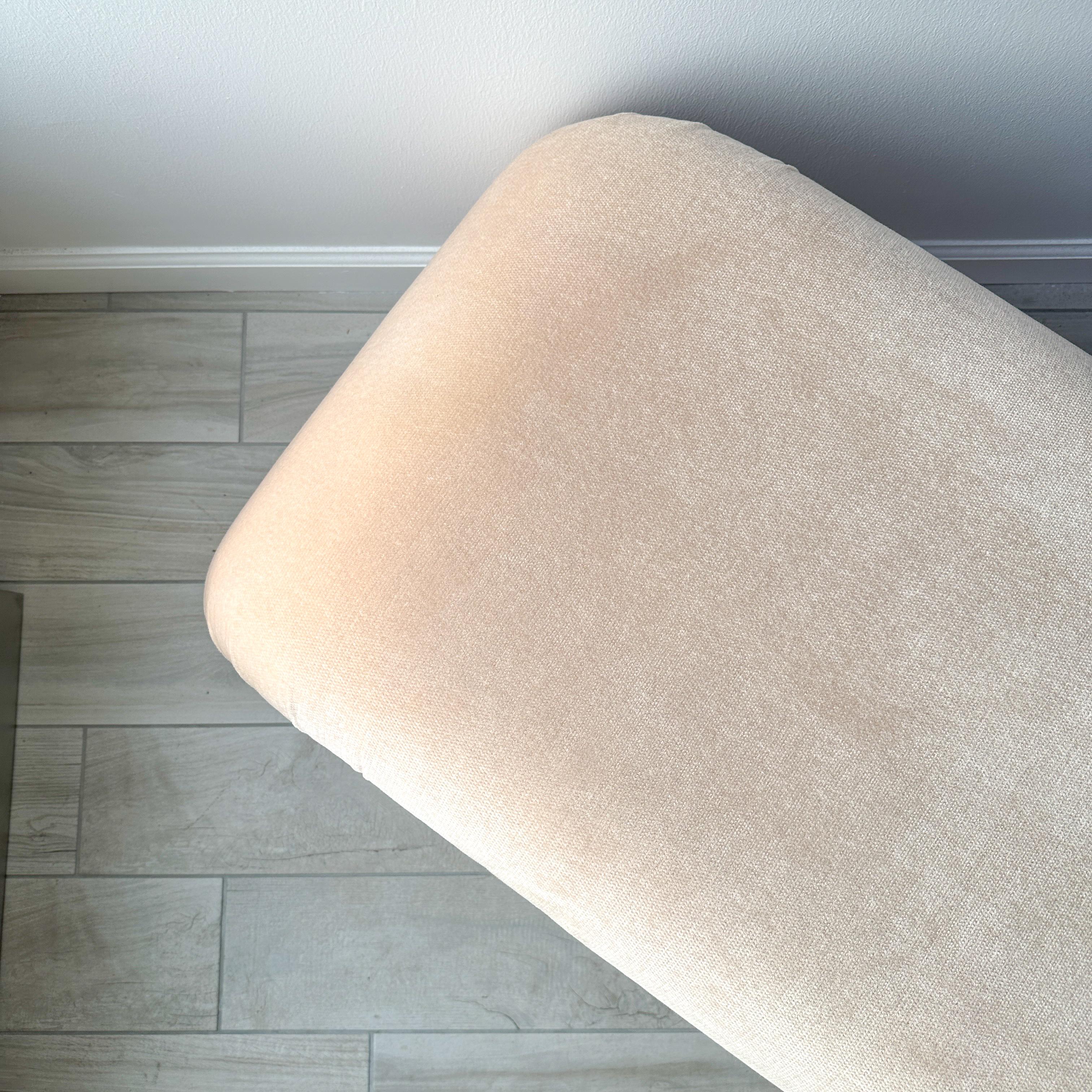 20th Century Directional Chenille Curved Waterfall Bench For Sale