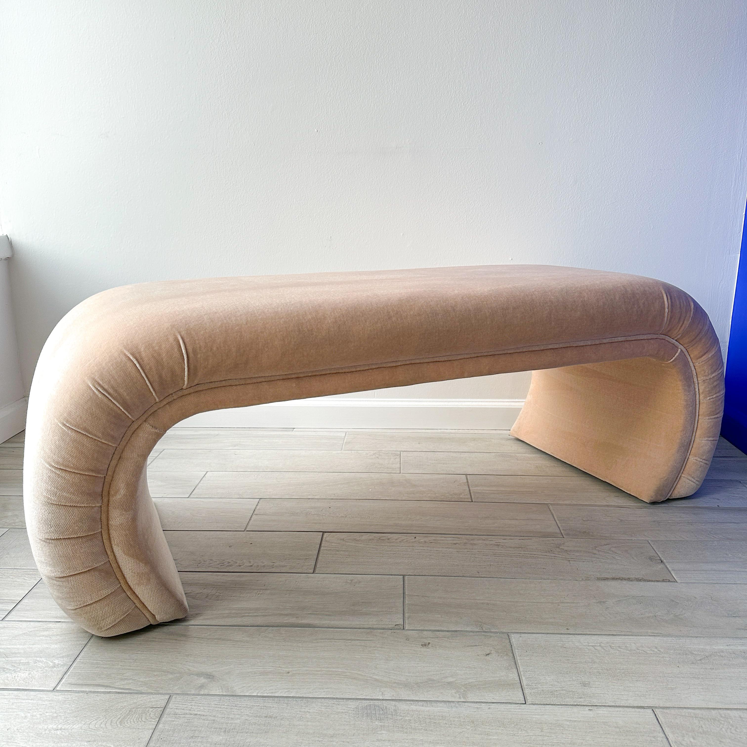 Directional Chenille Curved Waterfall Bench For Sale 1