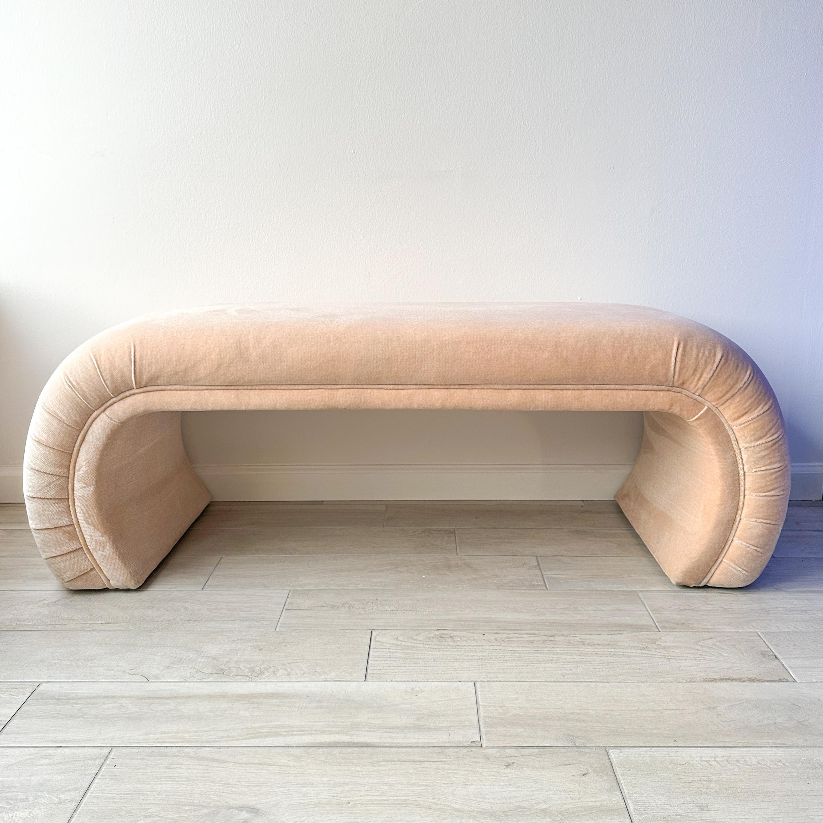 Directional Chenille Curved Waterfall Bench For Sale 2