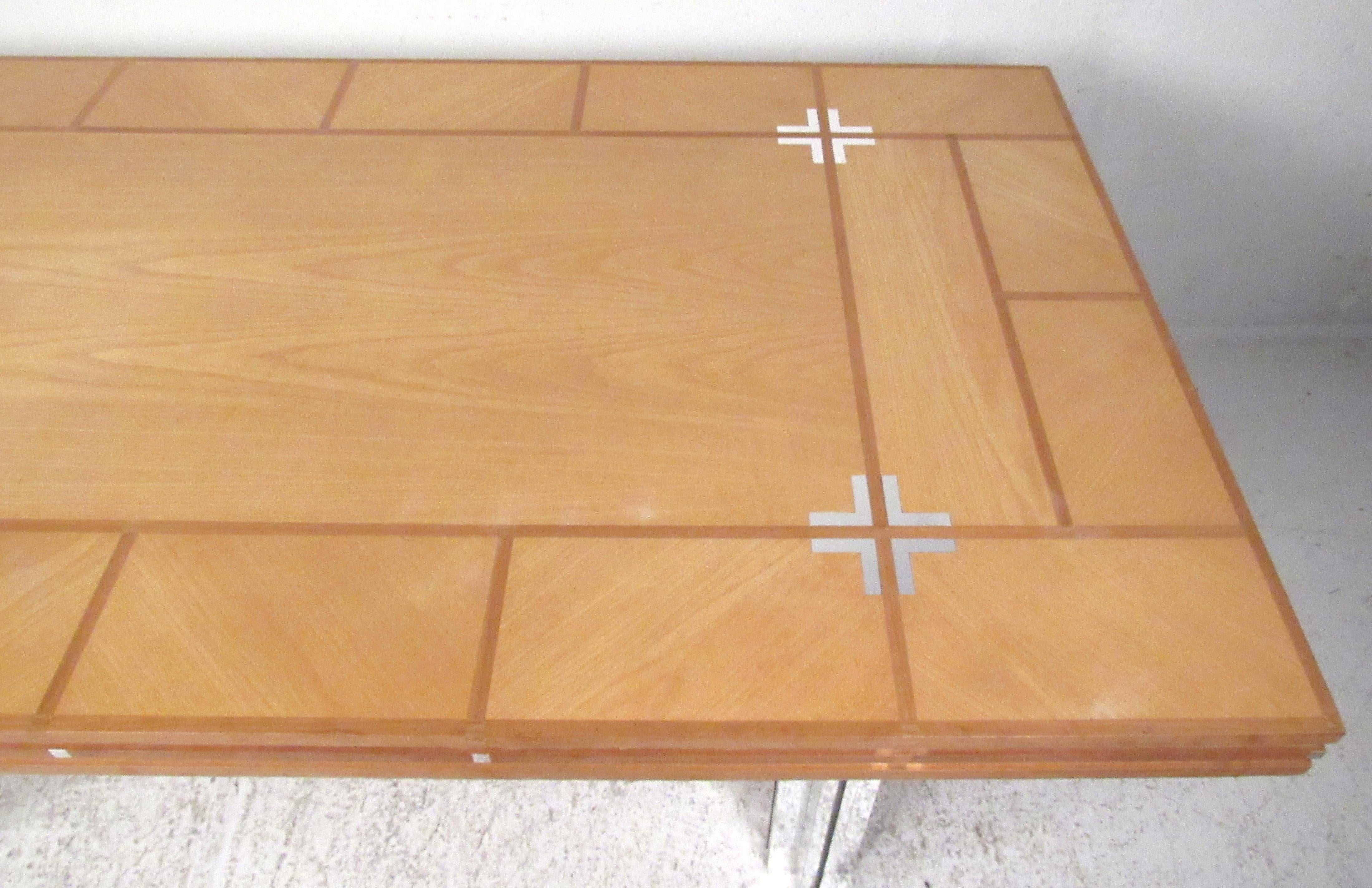 Late 20th Century Directional Custom Collection Vintage Modern Inlaid Dining Table For Sale