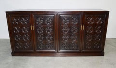 Directional for Johnson Furniture Carved Mahogany Credenza, USA 1960s