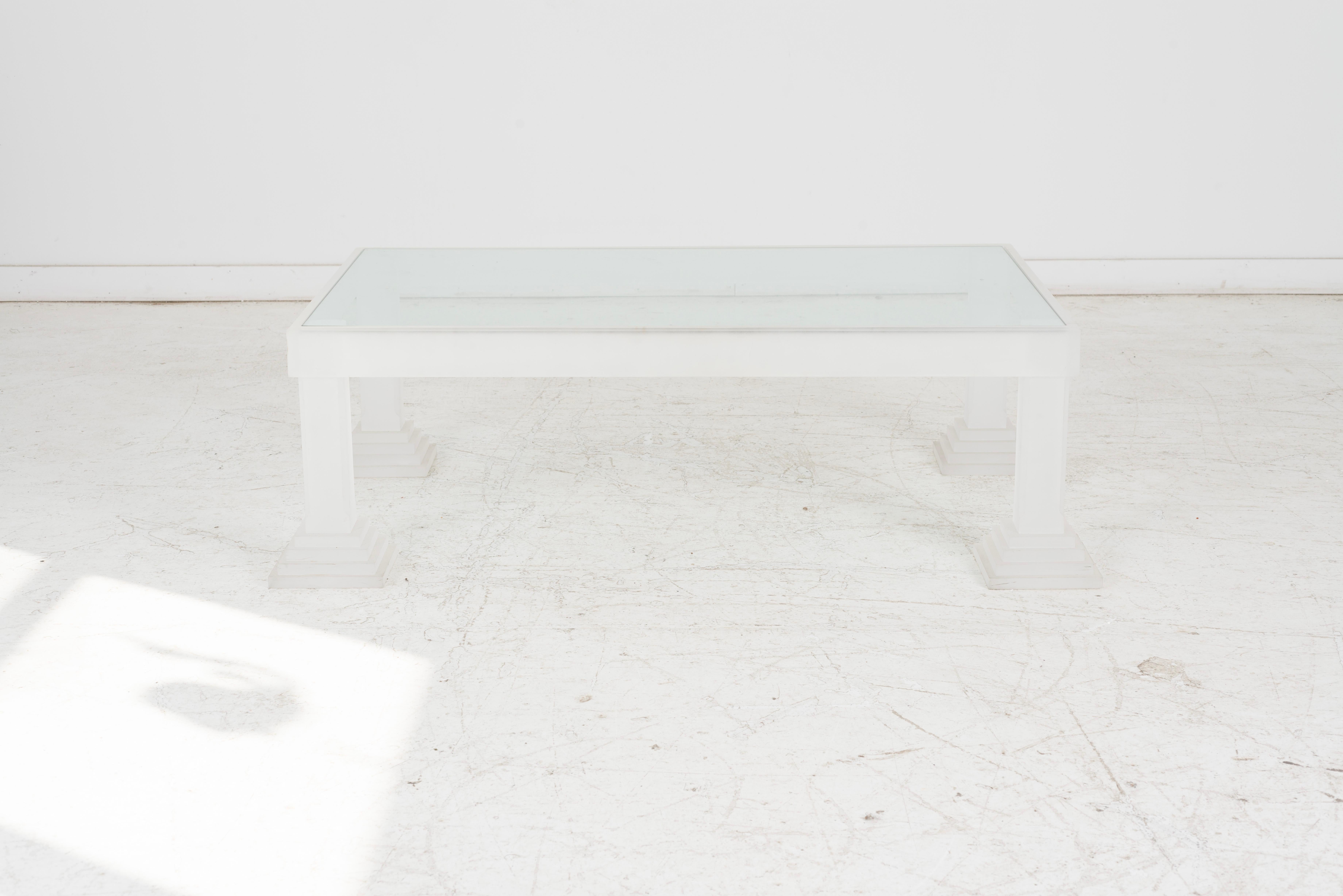 American Directional Frosted Acrylic and Glass Coffee Table For Sale