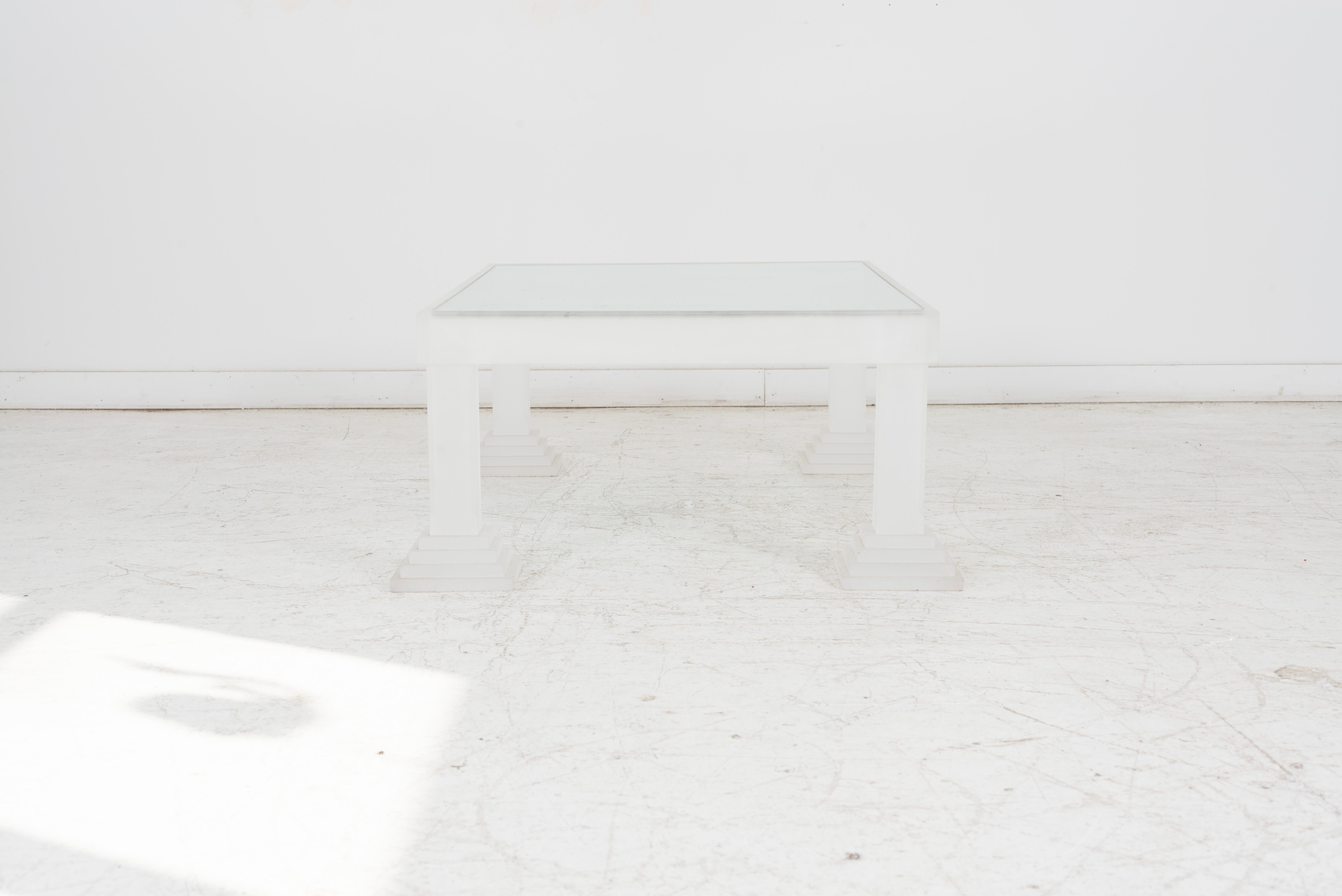 Directional Frosted Acrylic and Glass Coffee Table For Sale 2