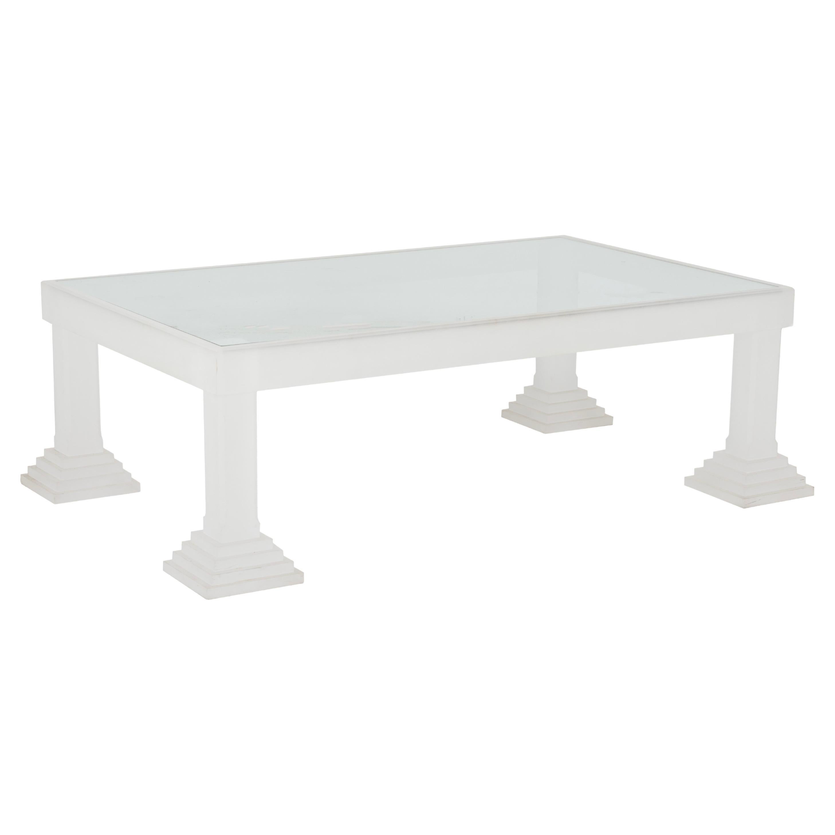 Directional Frosted Acrylic and Glass Coffee Table For Sale