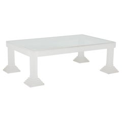 Used Directional Frosted Acrylic and Glass Coffee Table