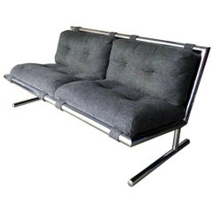 Directional Furniture Arthur Umanoff Midcentury Chrom Loveseat Settee Sofa