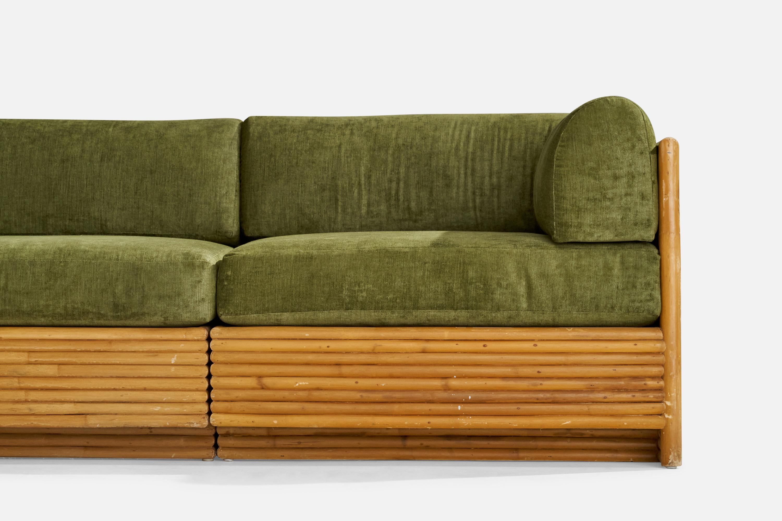 Directional Furniture, canapé sectionnel, bambou, velours, États-Unis, années 1970 4