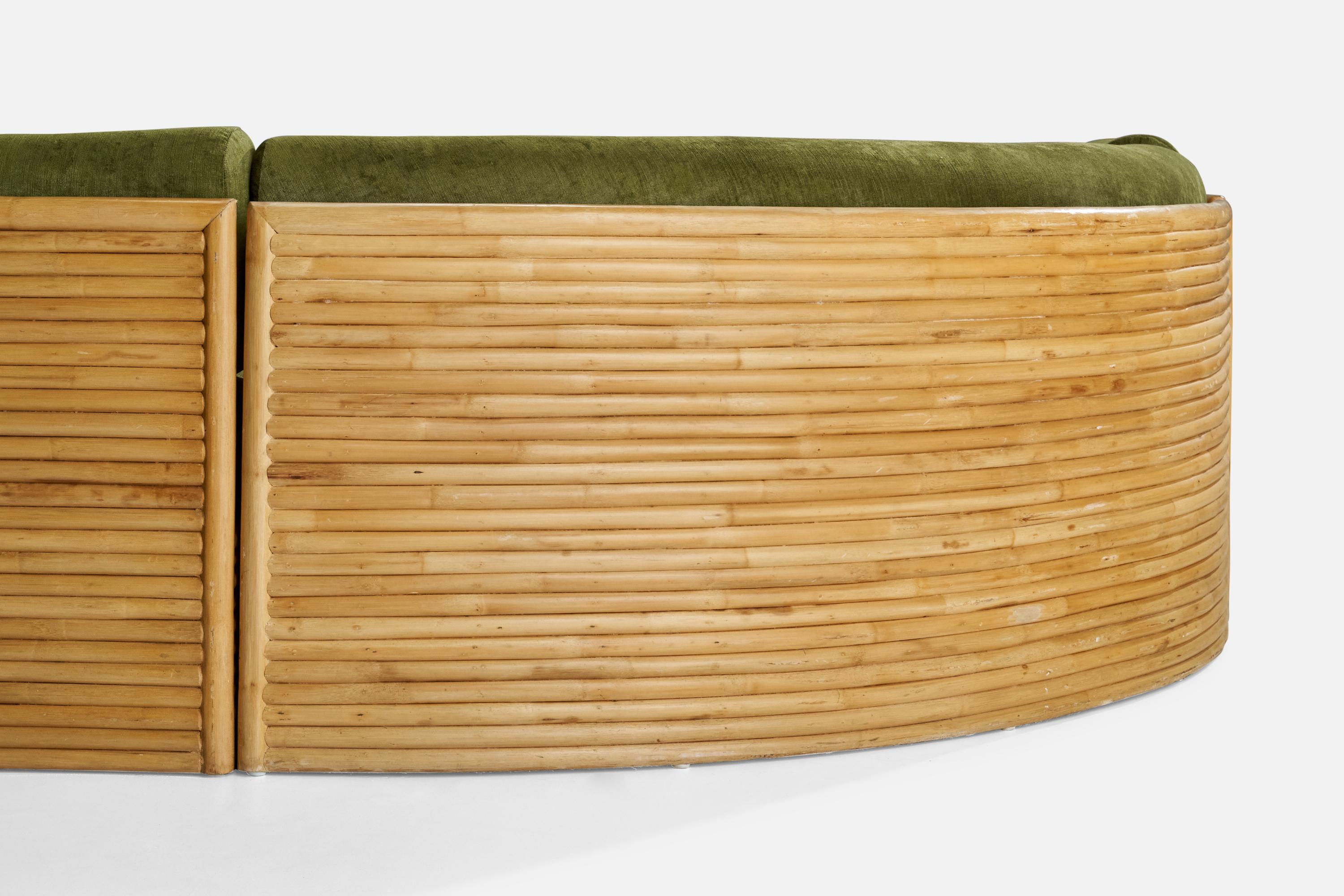Fin du 20e siècle Directional Furniture, canapé sectionnel, bambou, velours, États-Unis, années 1970