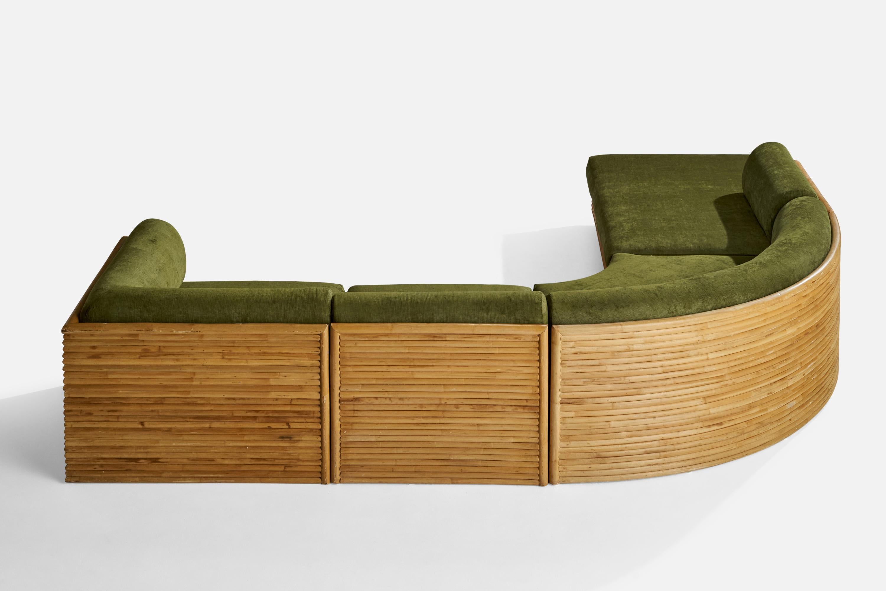 Directional Furniture, canapé sectionnel, bambou, velours, États-Unis, années 1970 1
